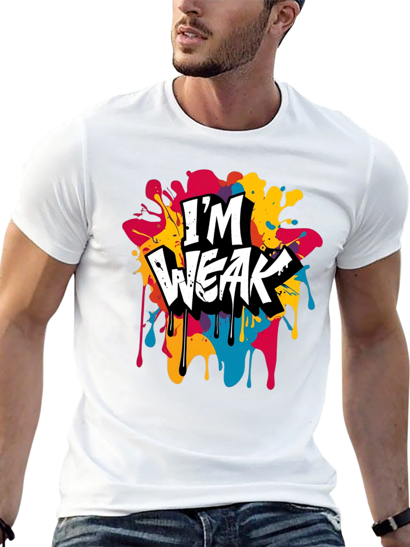 Black I'm Weak Graphic Tee - Bold & Colorful view 13