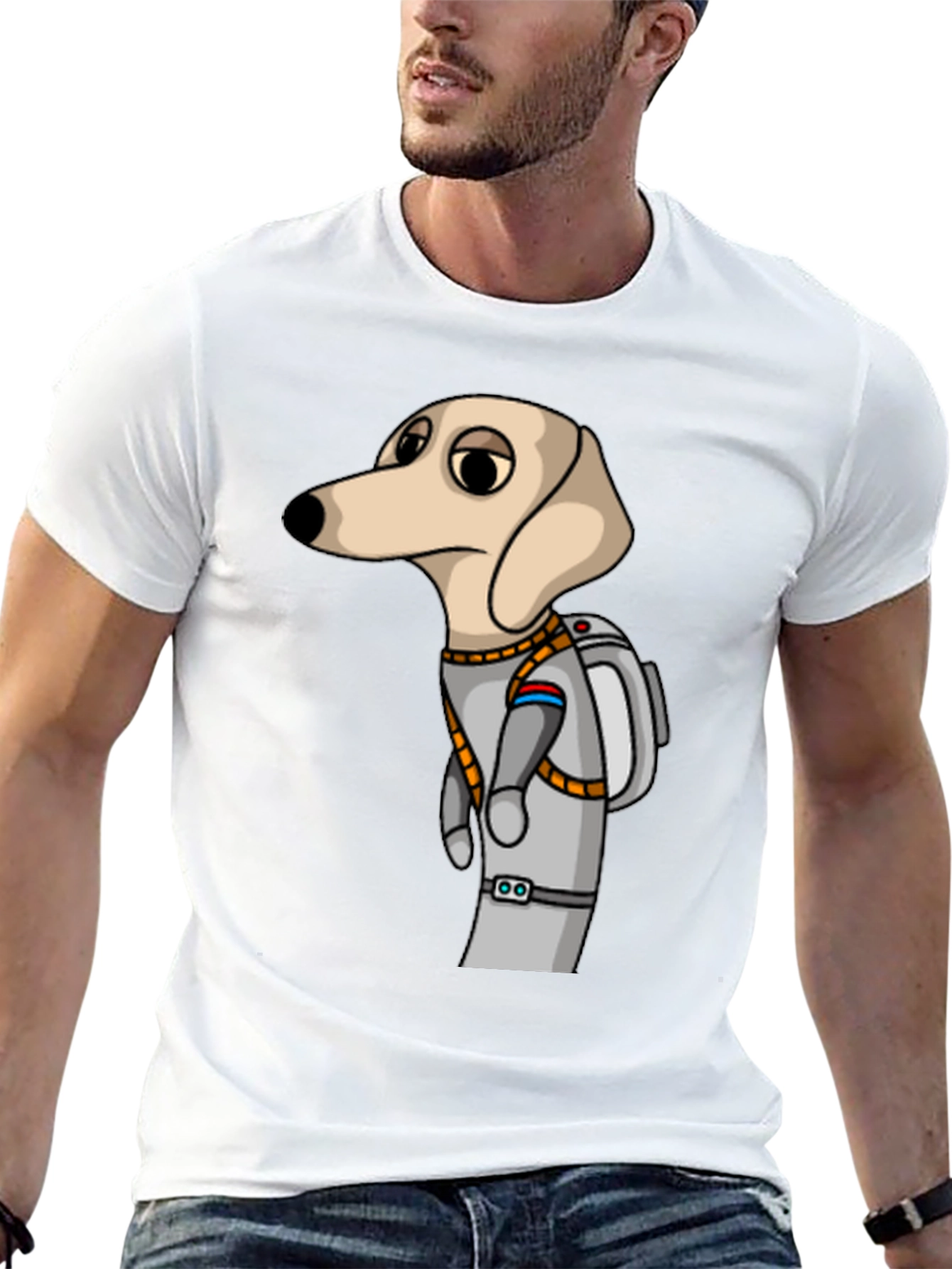 Black Dog Astronaut Graphic Tee - Unisex Black T-Shirt view 13