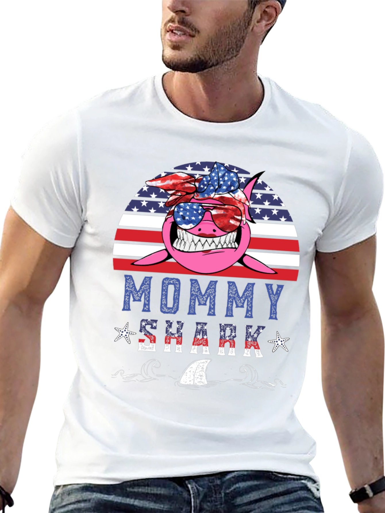 Black Mommy Shark USA Graphic Tee view 13