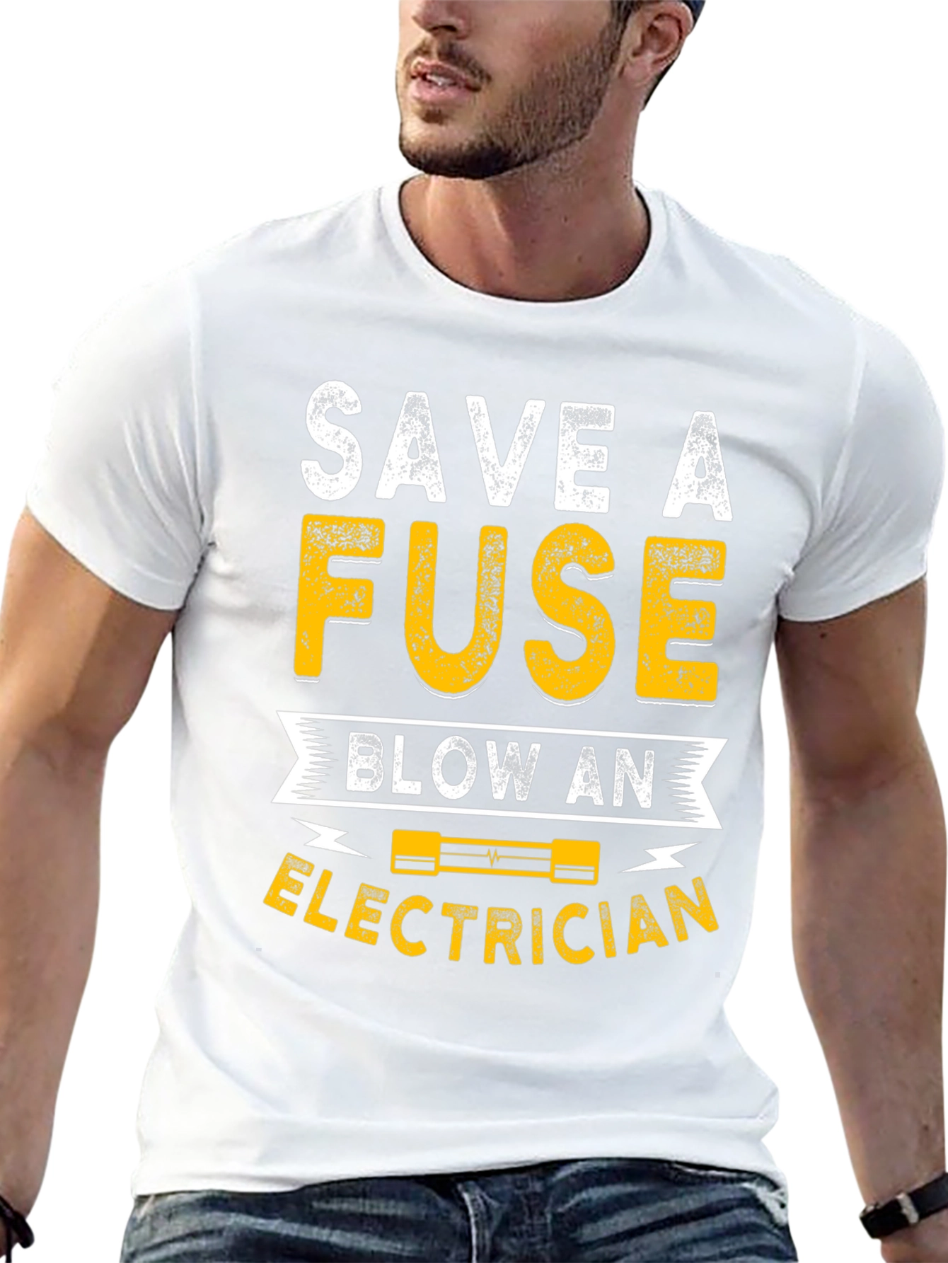 Black Save A Fuse Blow An Electrician Funny T-Shirt view 13