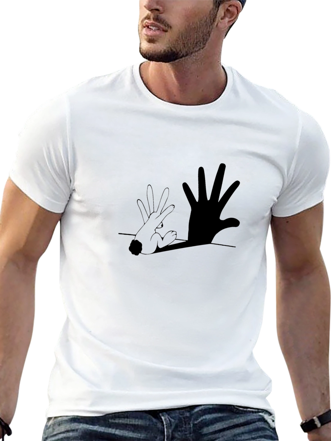 Black Rabbit Shadow T-Shirt - Unique Graphic Tee view 13