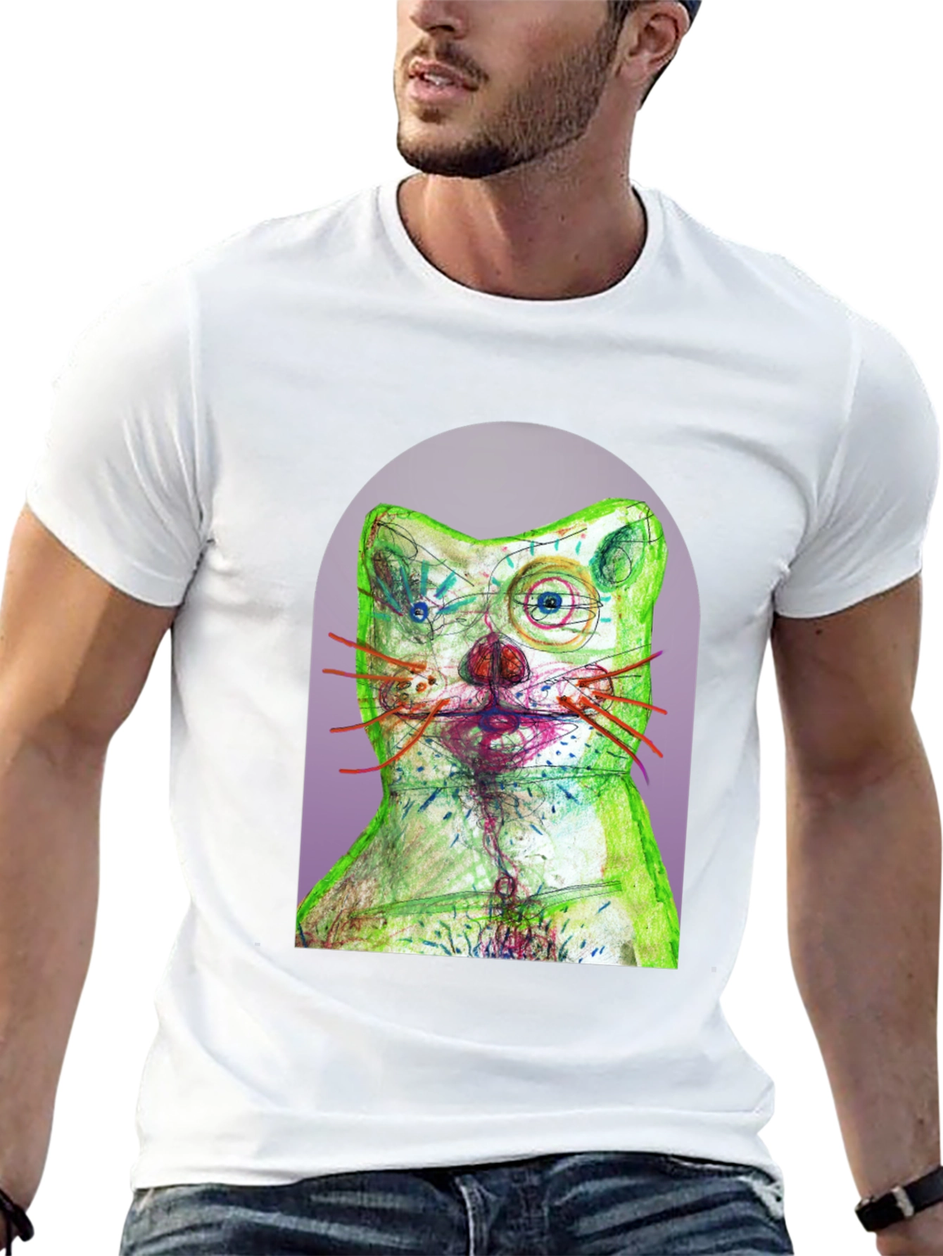 Black Artistic Cat Graphic T-Shirt - Unique Design view 13