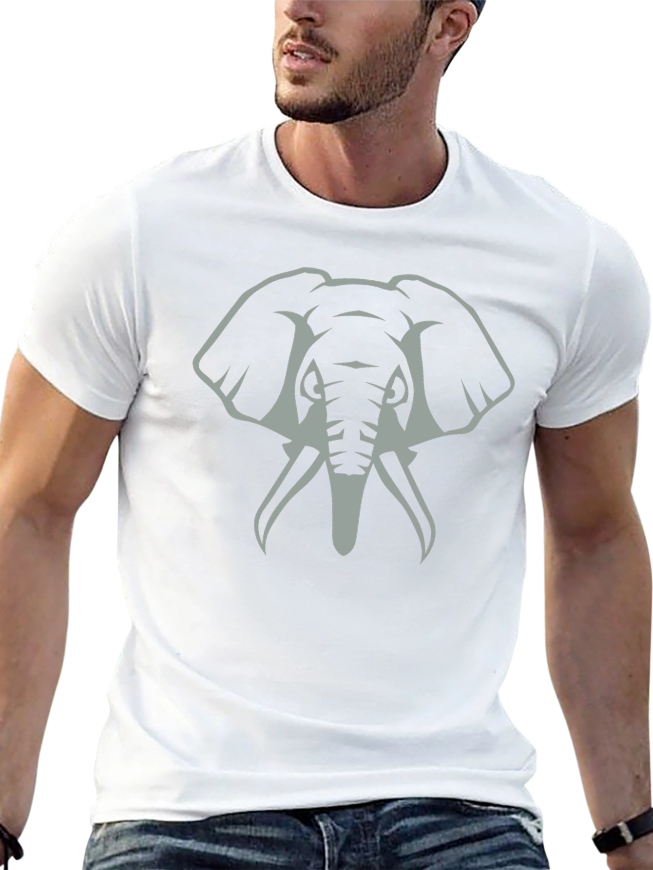 Elephant Graphic Tee - Mens Casual Black T-Shirt - 13