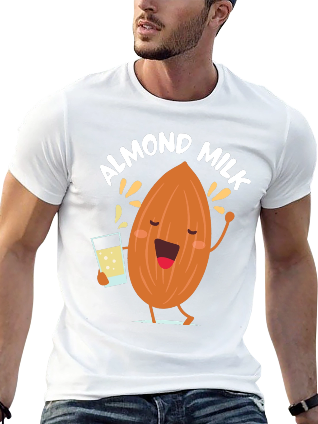 Black Almond Milk Graphic Tee - Funny Cartoon T-Shirt view 13