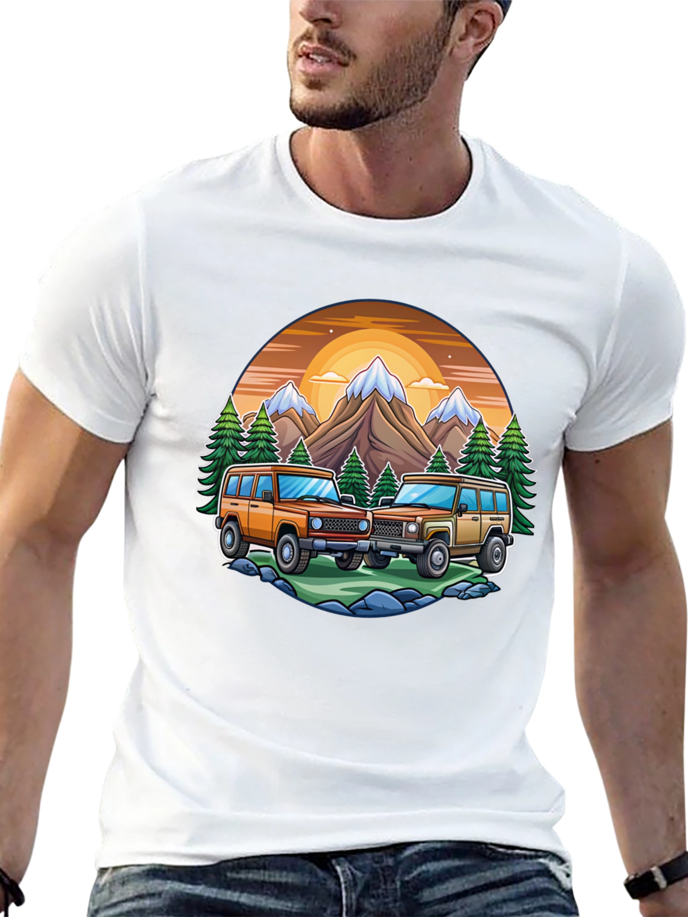 Black Off-Road Adventure T-Shirt - Mountain Scene view 13