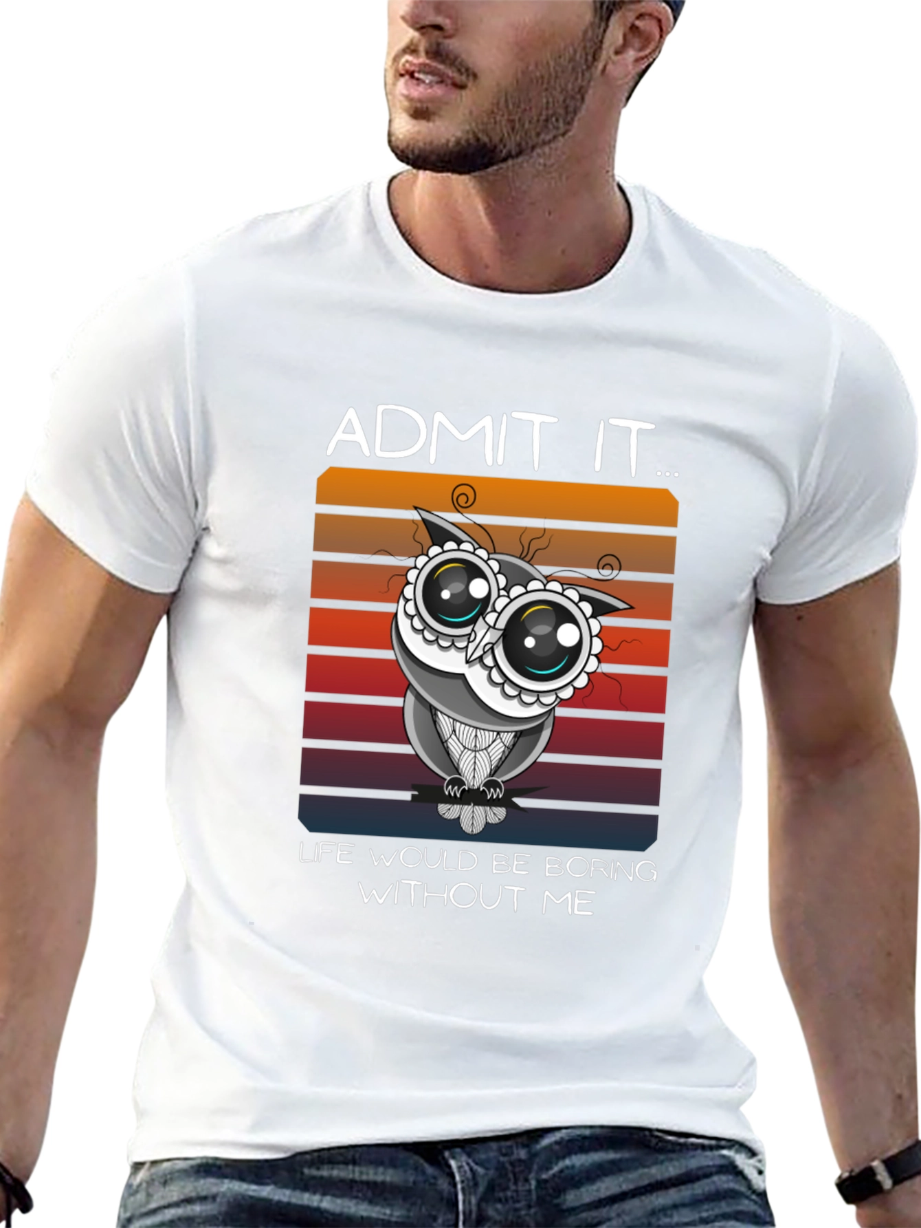 Black Humorous Owl Graphic Tee - Admit It, Life's Boring Without Me! view 13