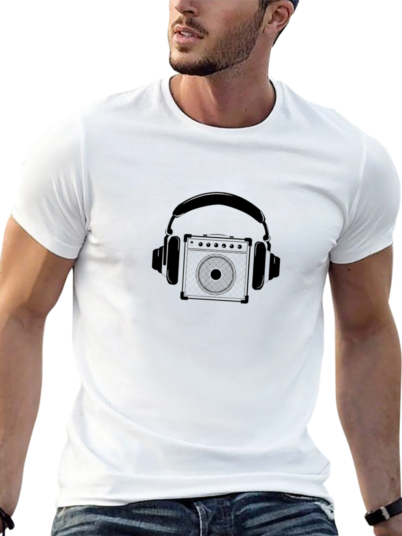 Black Headphones & Amp Graphic Black T-Shirt view 13