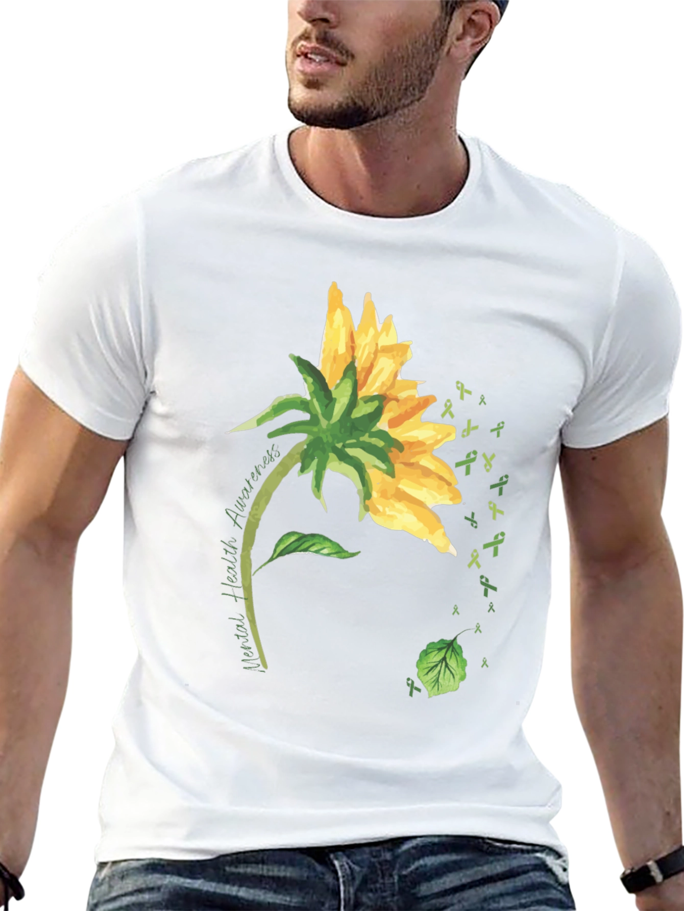 Black Mental Health Awareness Sunflower T-Shirt view 13