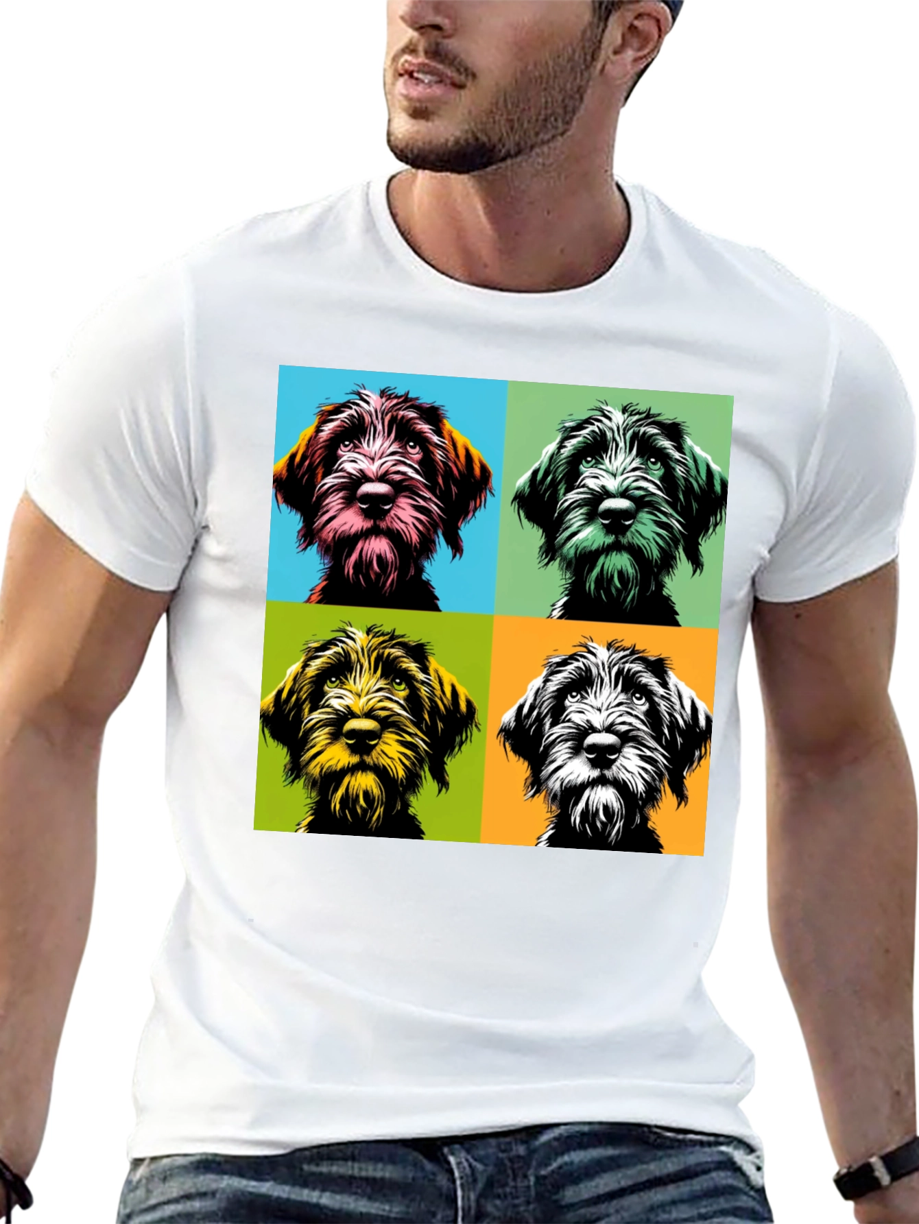 Black Dog Pop Art T-Shirt, Stylish Canine Tee view 13