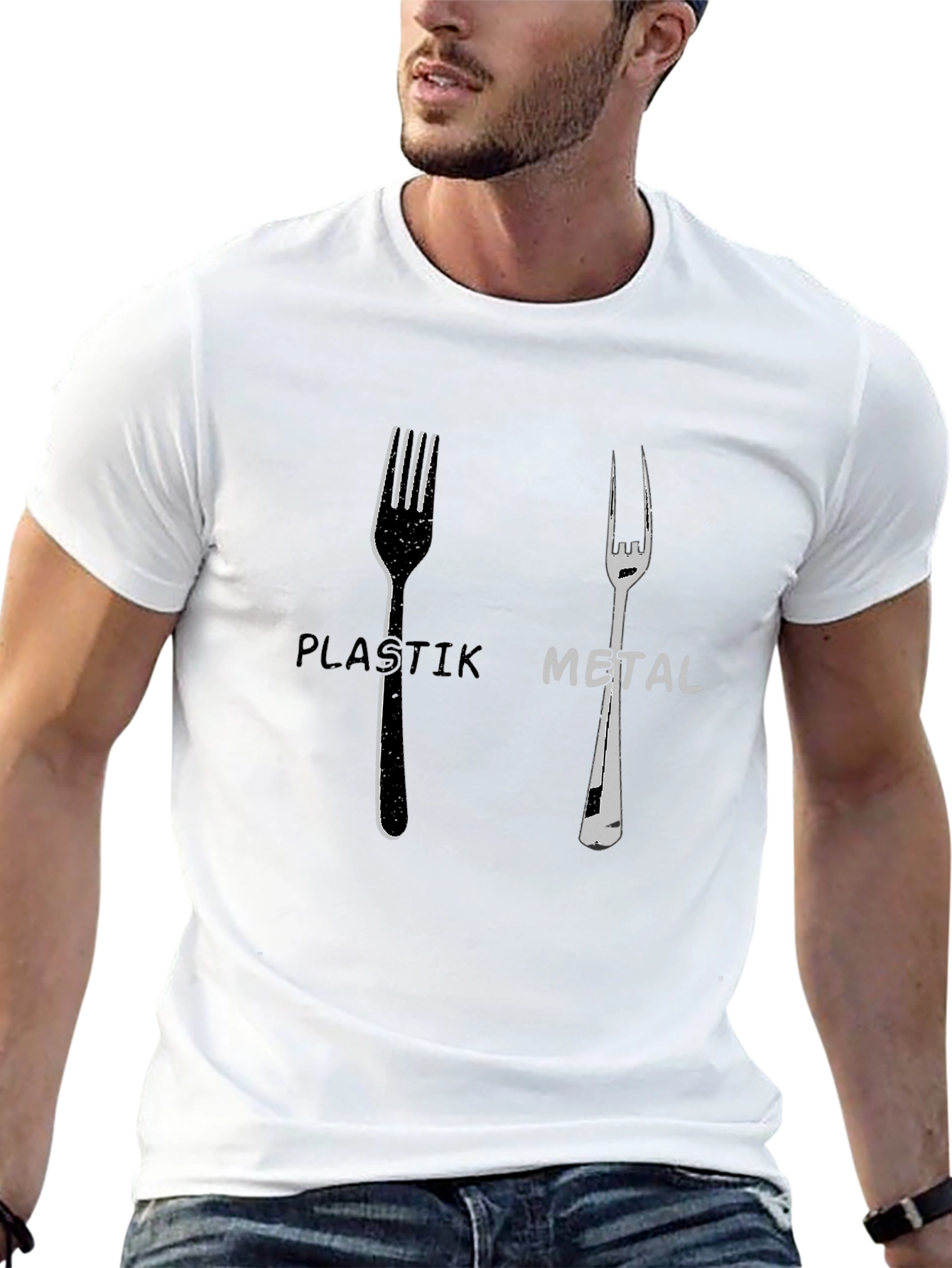 Black Plastik Metal Forks Graphic Tee - Quirky Design view 13