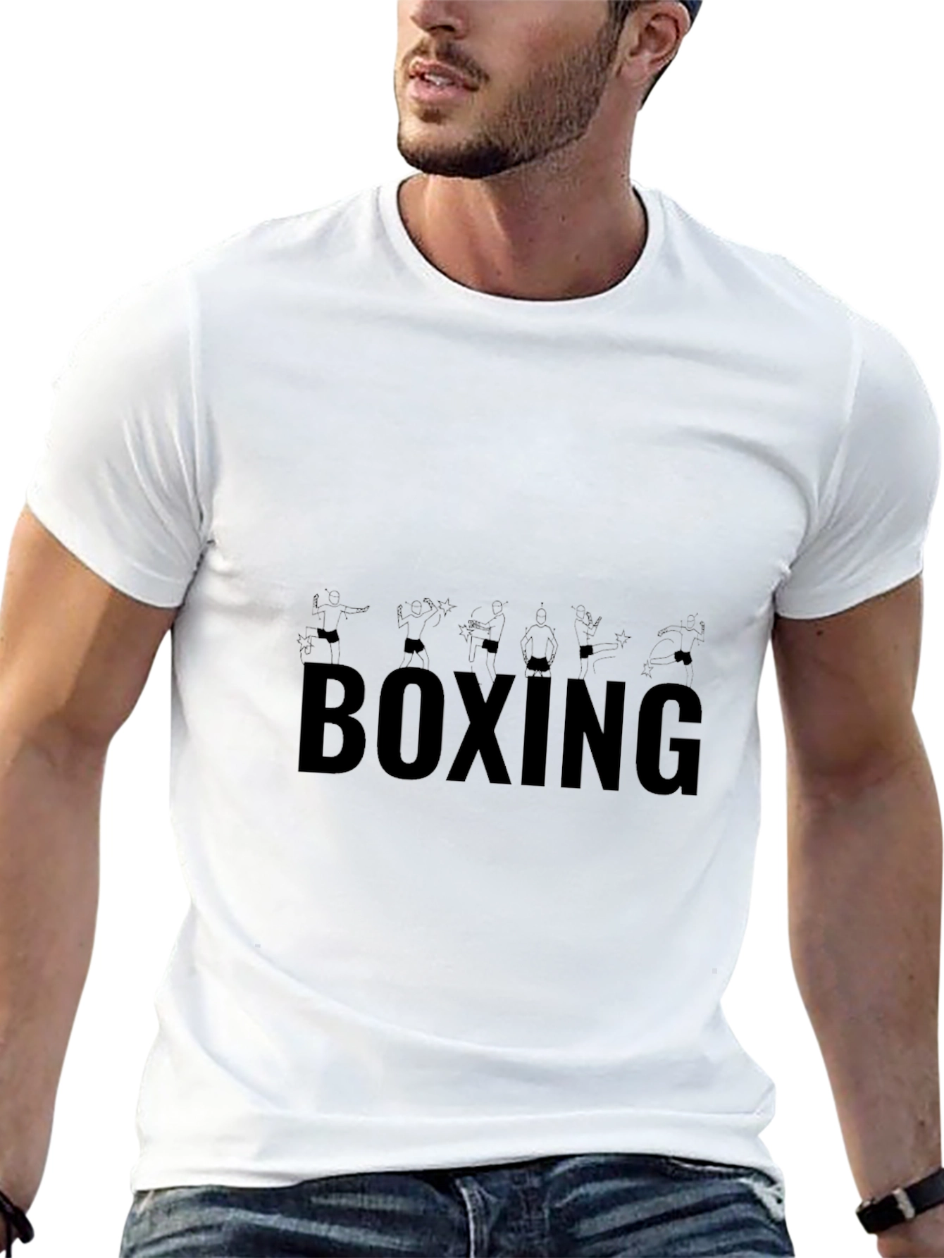 Black Boxing Graphic Print Black T-Shirt view 13