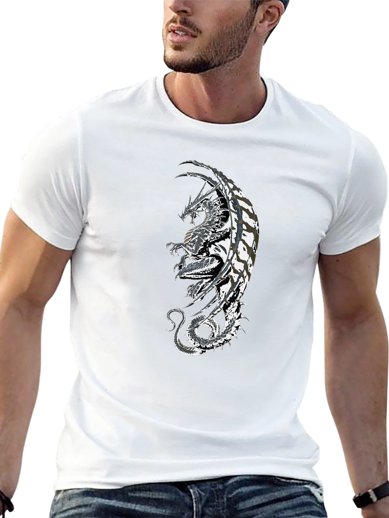 Black Dragon Graphic Black T-Shirt - Fantasy Style view 13