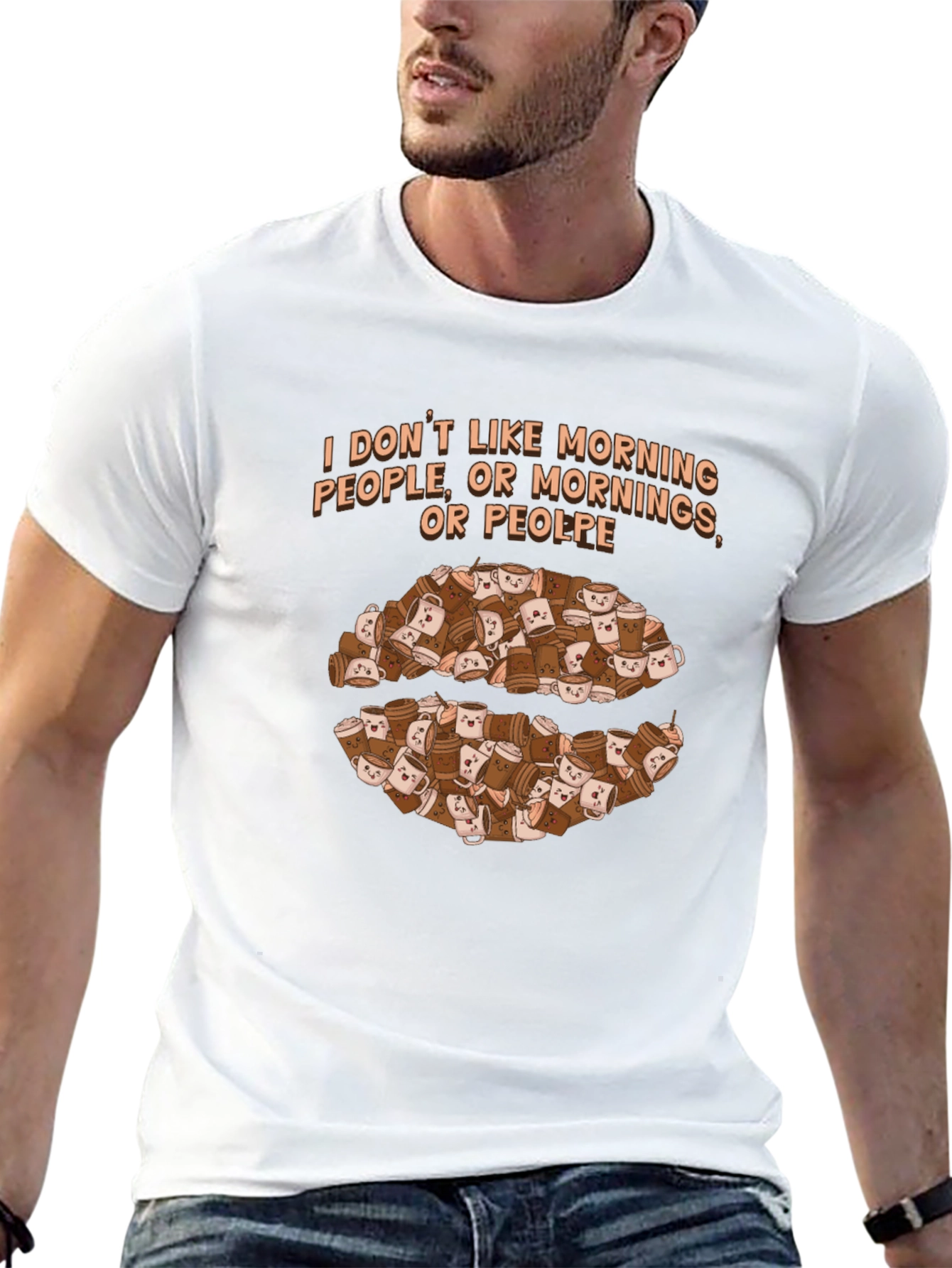 Black Funny Coffee Lover Graphic T-Shirt - I Don't Like Morning People view 13