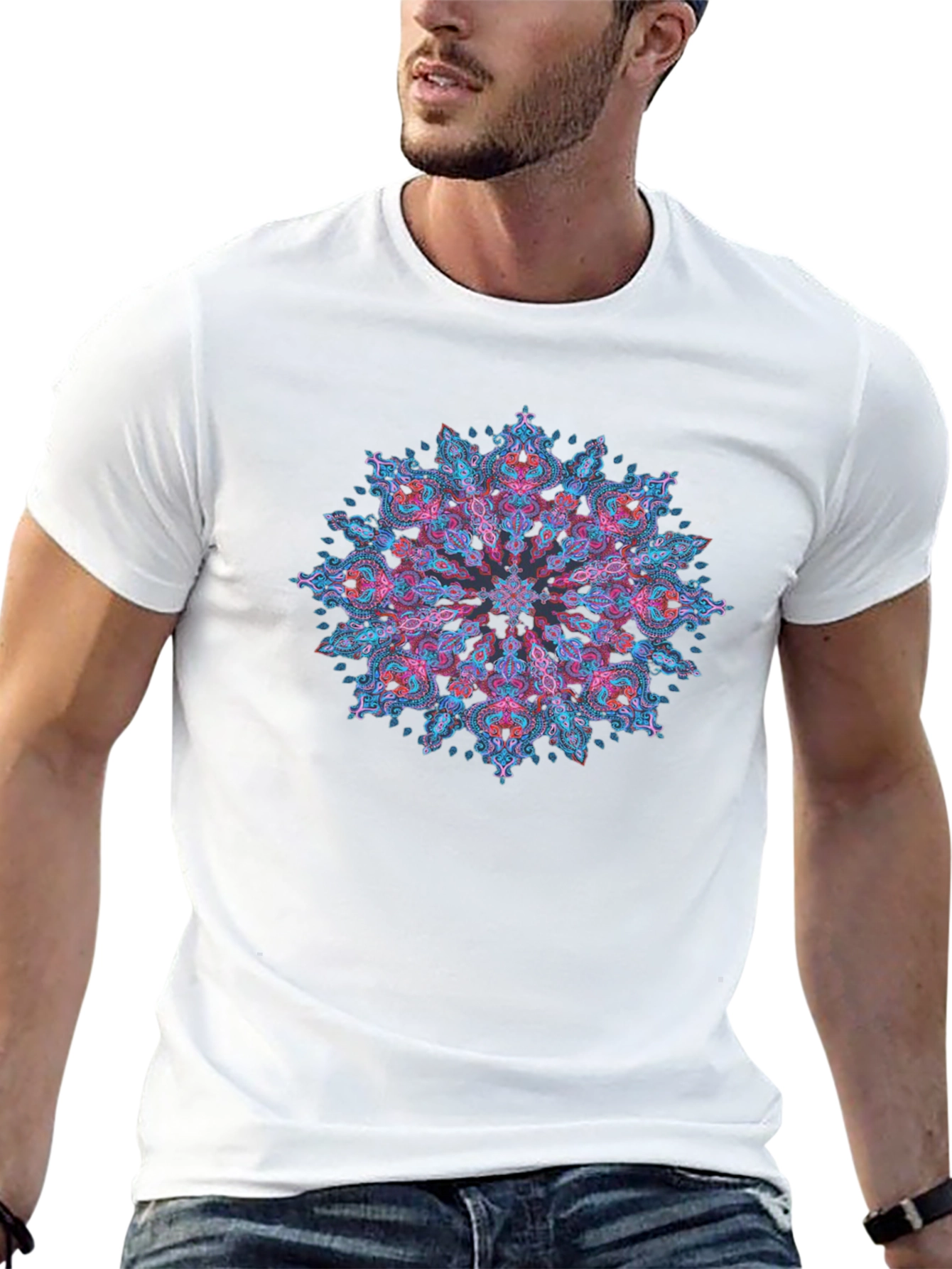 Black Mandala Art Black T-Shirt - Stylish Graphic Tee view 13