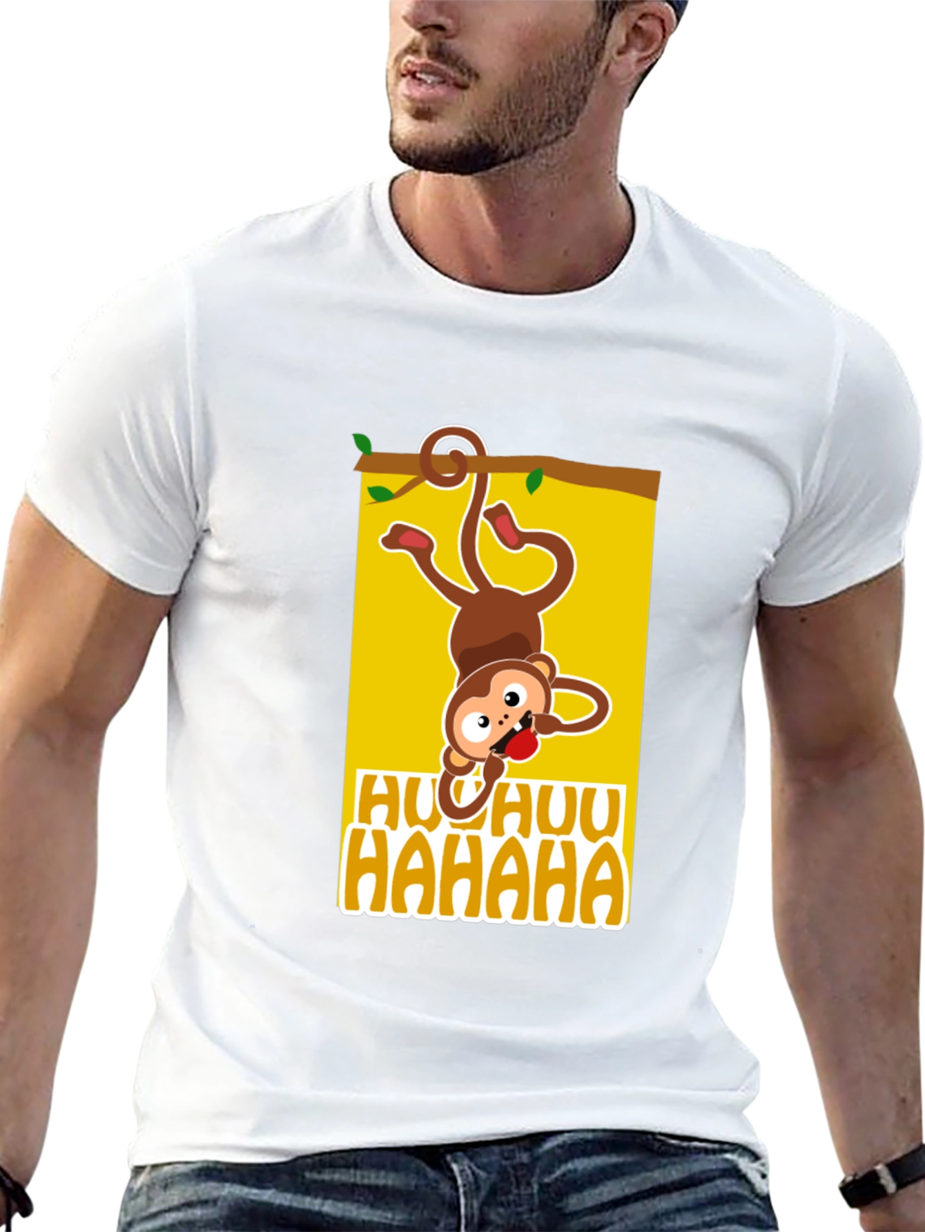 Black Funny Monkey Graphic Tee - HUU HAHAA T-Shirt view 13