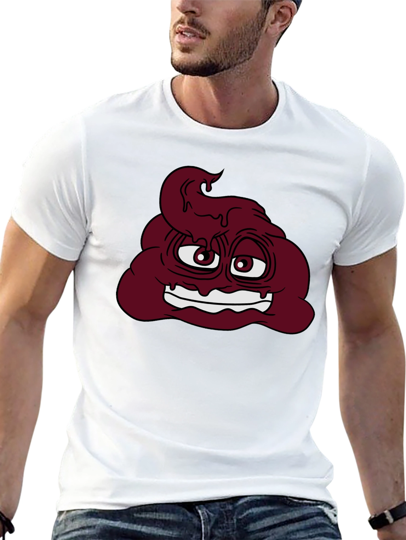 Black Funny Poop Emoji Graphic T-Shirt - Black view 13