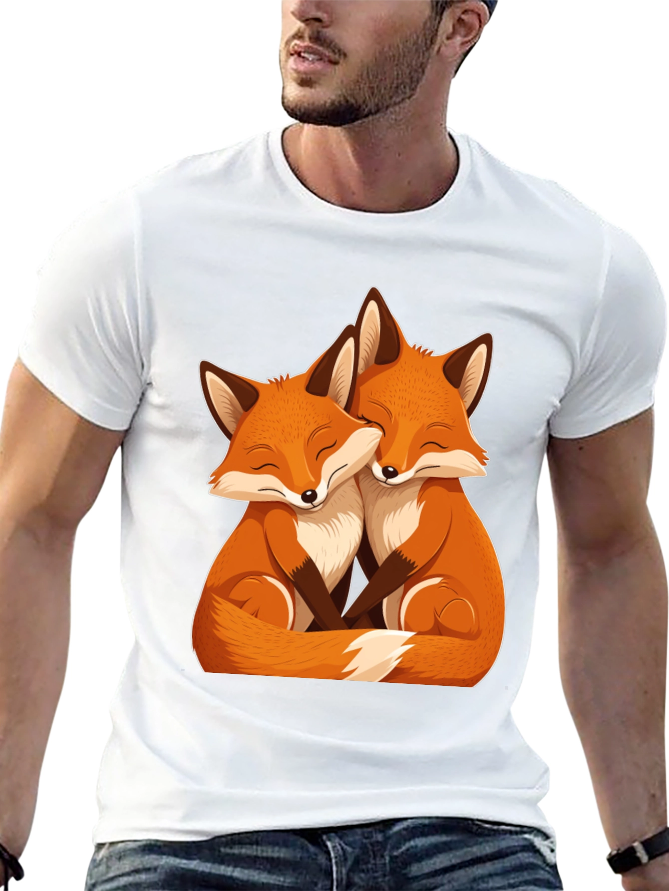 Black Foxes Hugging Graphic Tee view 13