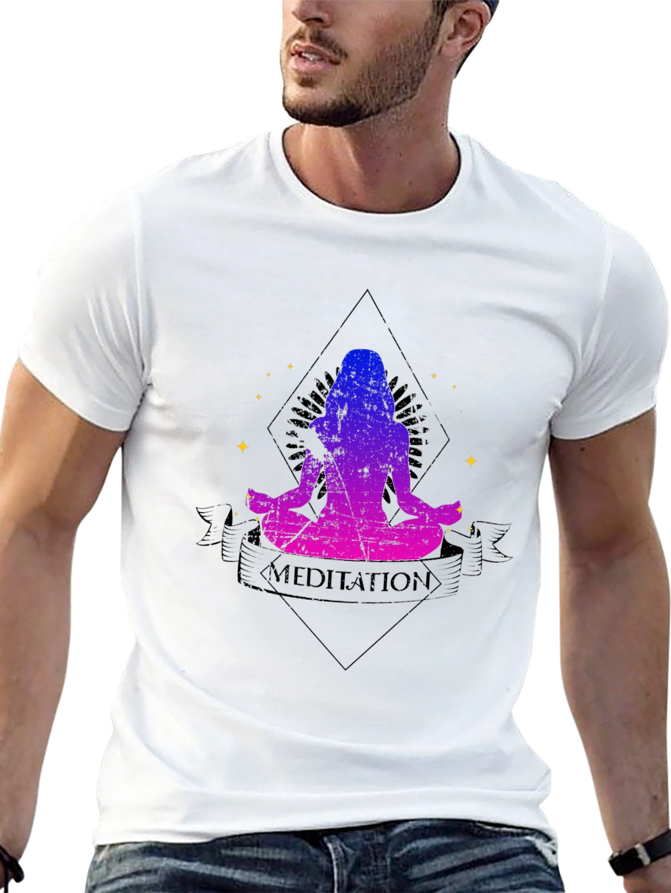 Black Meditation Graphic T-Shirt - Relaxed Fit view 13