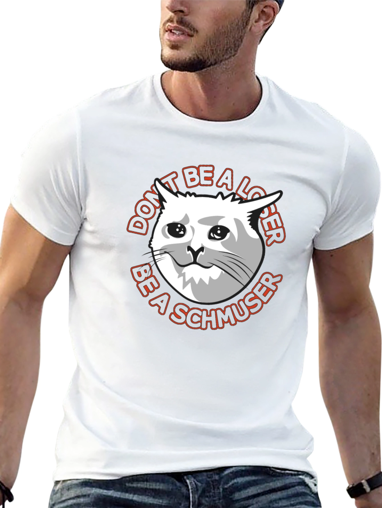 Black Don't Be a Loser Cat Meme Graphic T-Shirt view 13