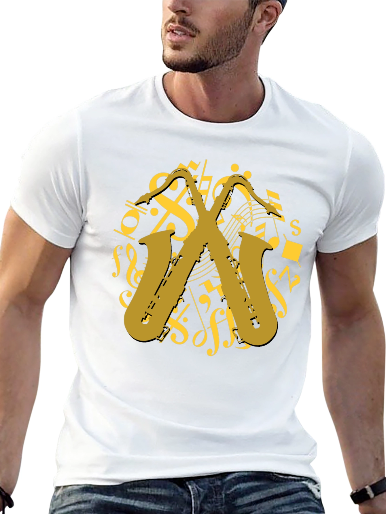 Black Saxophone Music T-Shirt - Musician Gift view 13