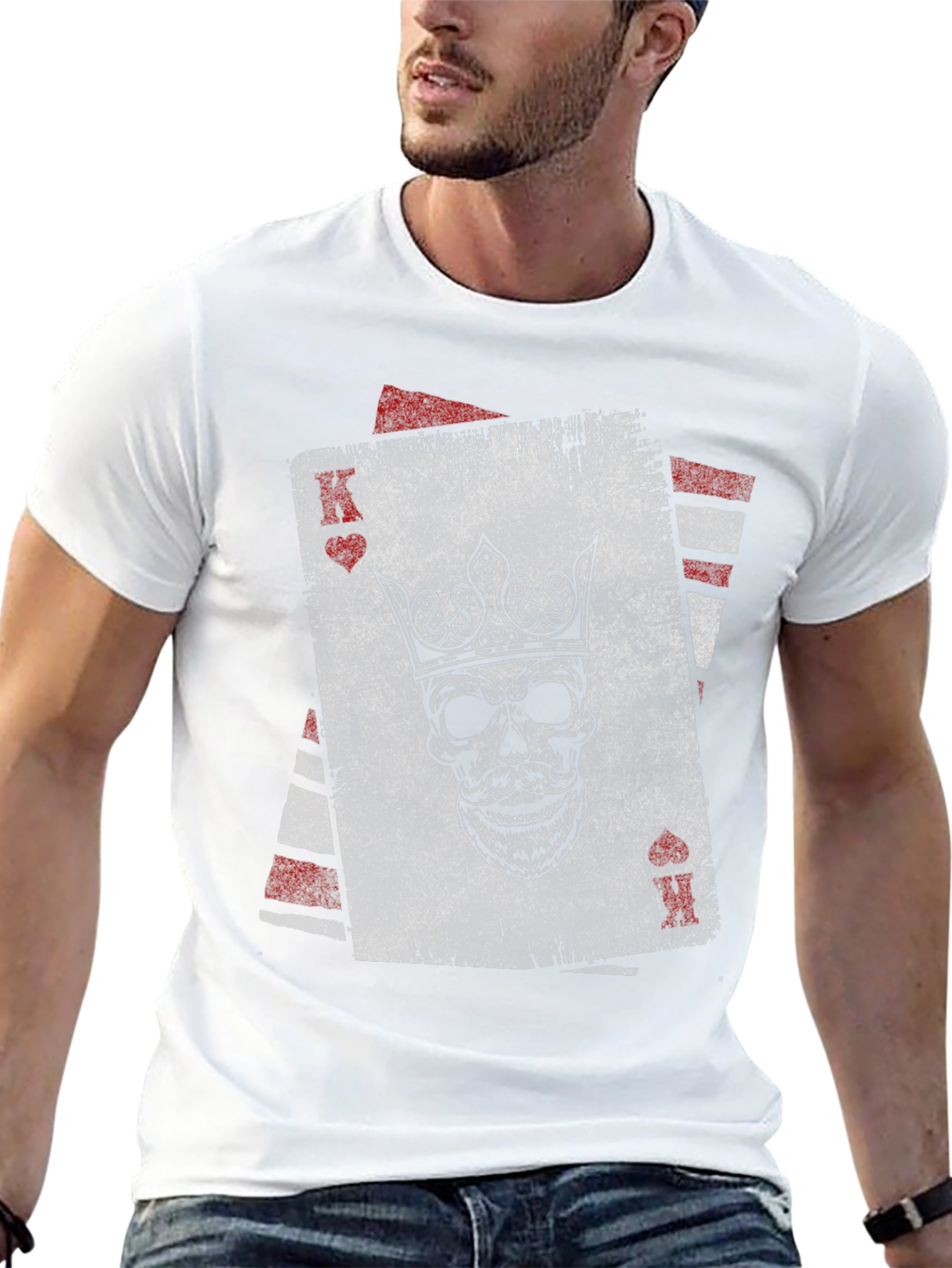 Black King of Hearts Skull Graphic T-Shirt view 13