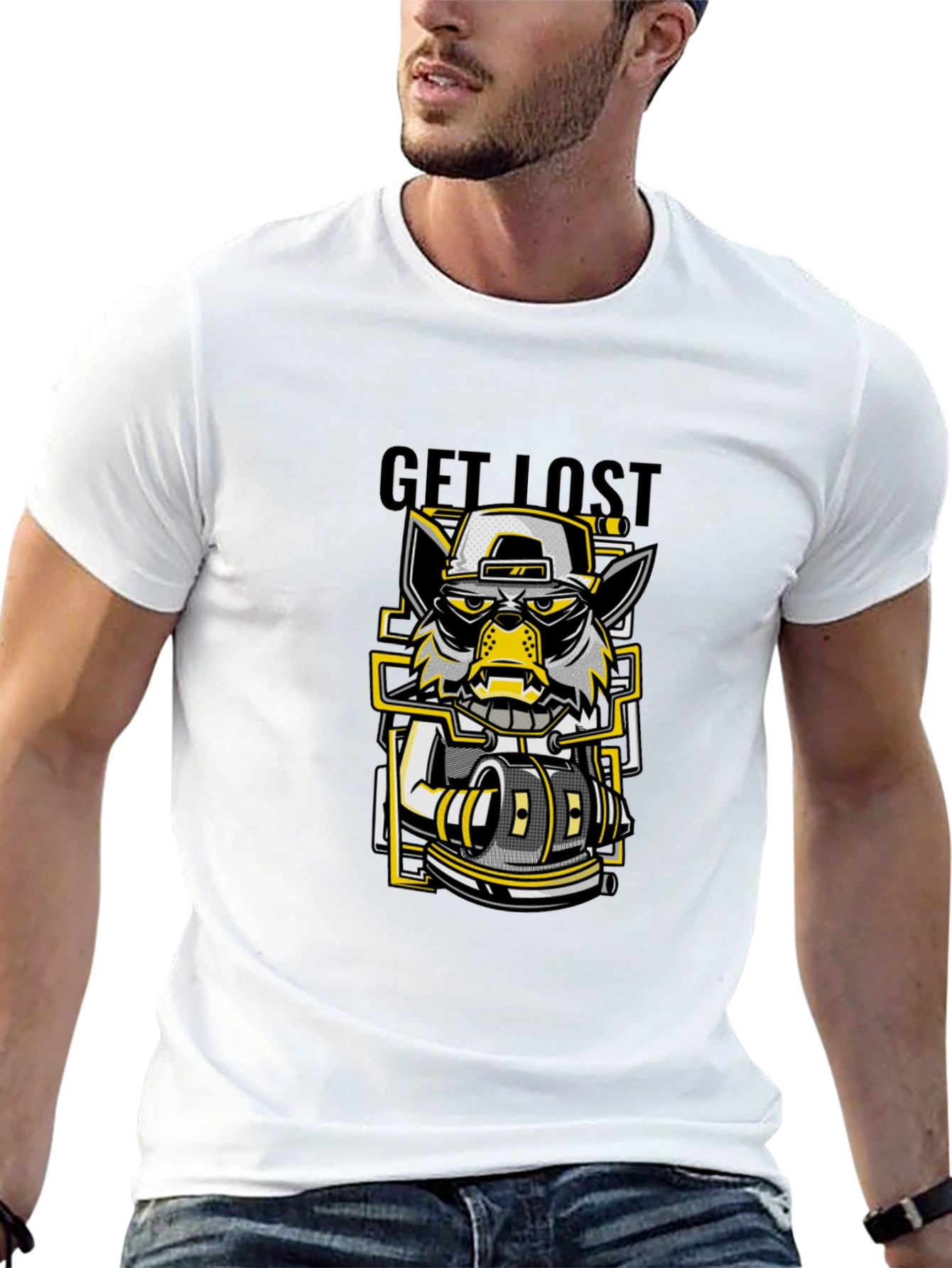 Black Get Lost Graphic Print Black T-Shirt view 13