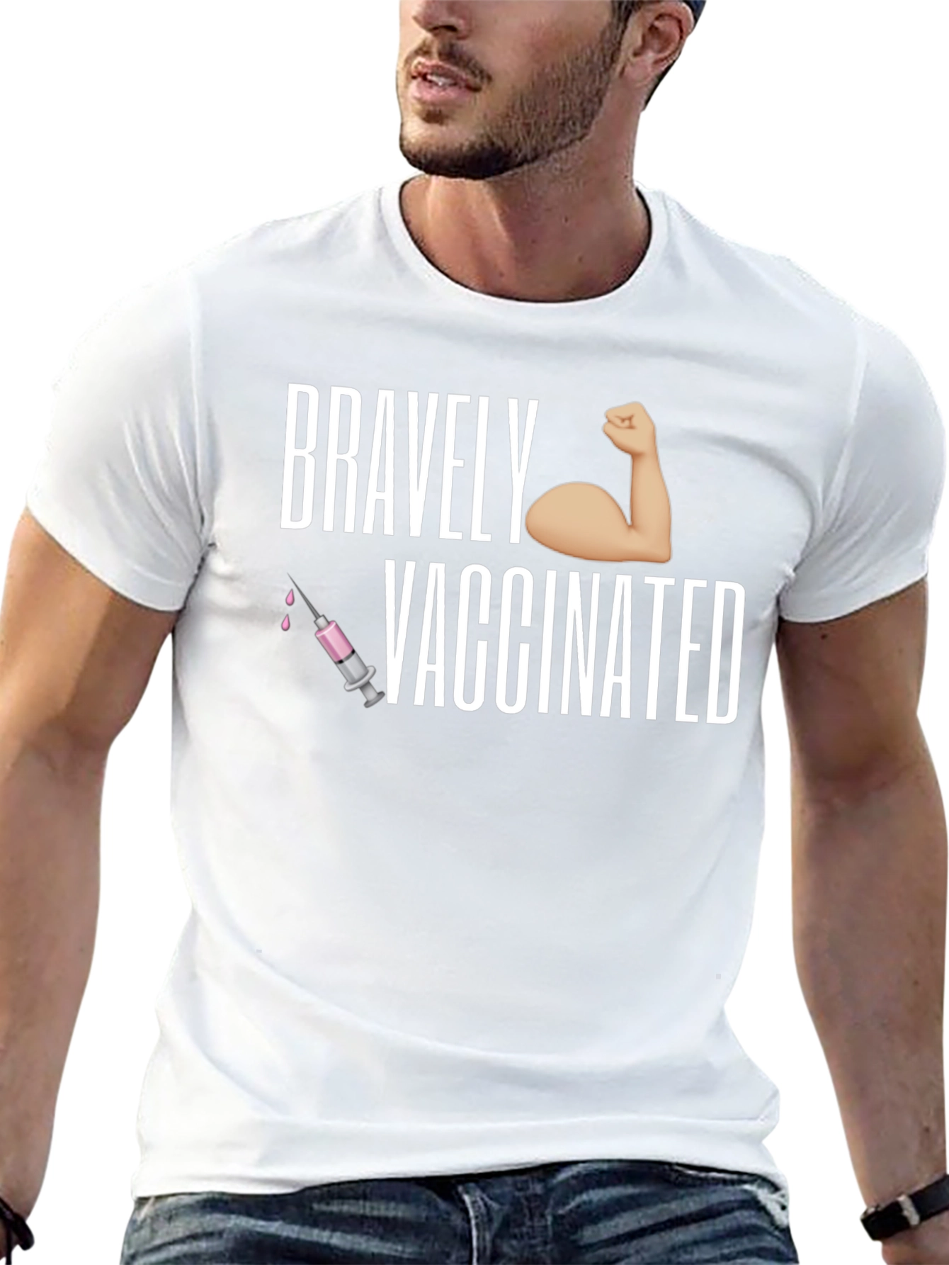 Black Bravely Vaccinated T-Shirt - Pro Vaccine Tee view 13