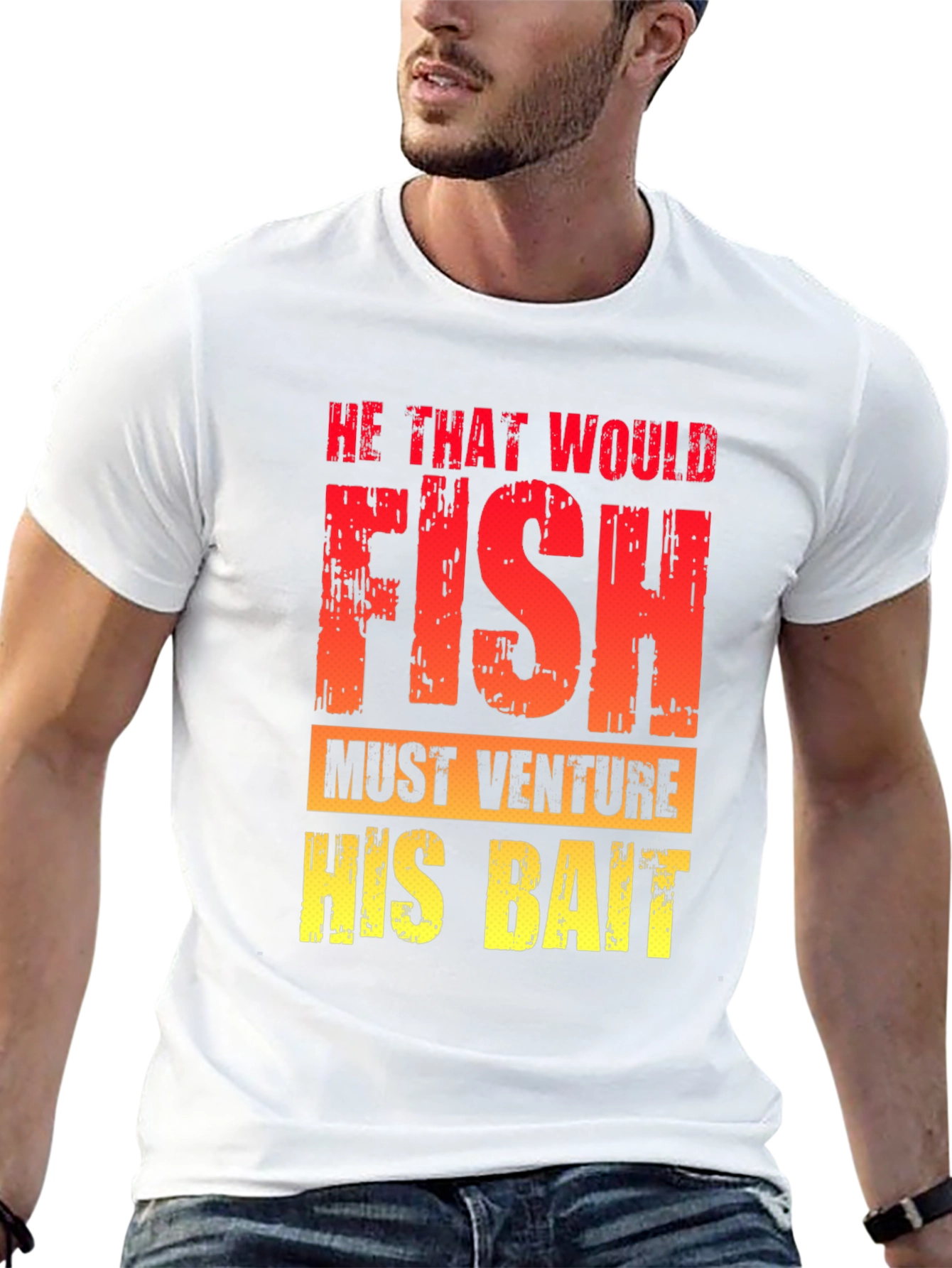 Black He That Would Fish T-Shirt - Fishing Quote Tee view 13