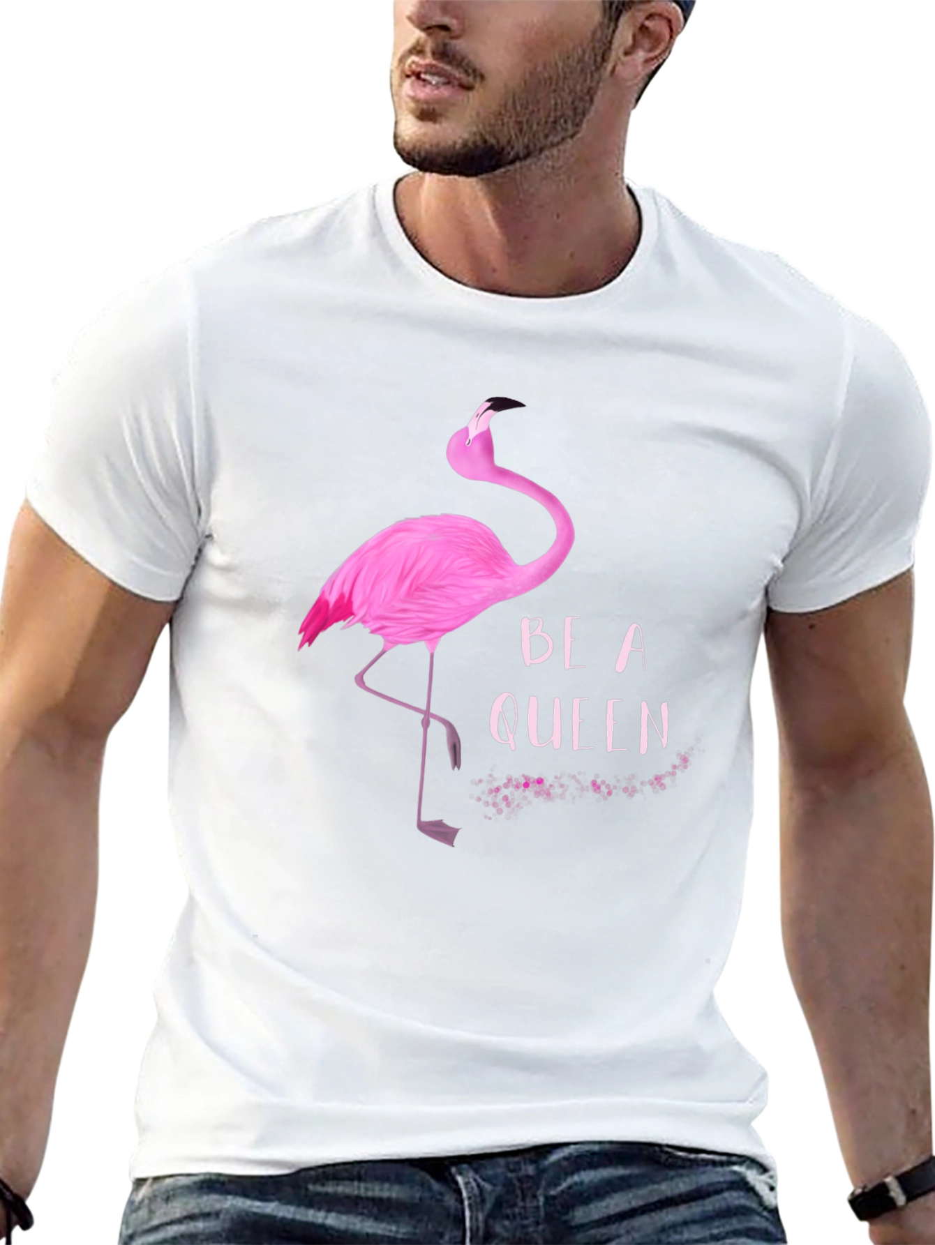 Black Be a Queen Flamingo Graphic T-Shirt view 13
