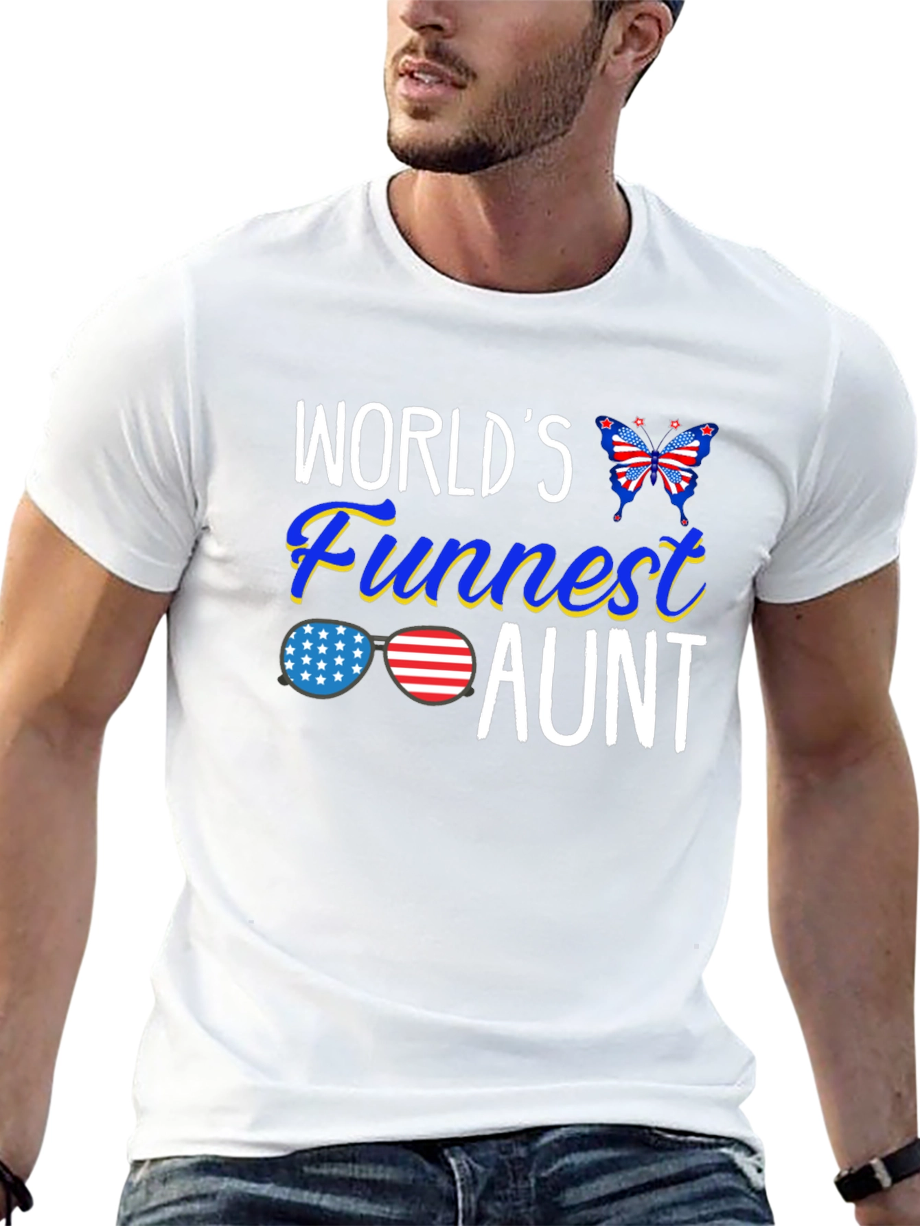 Black World's Funnest Aunt Patriotic T-Shirt view 13