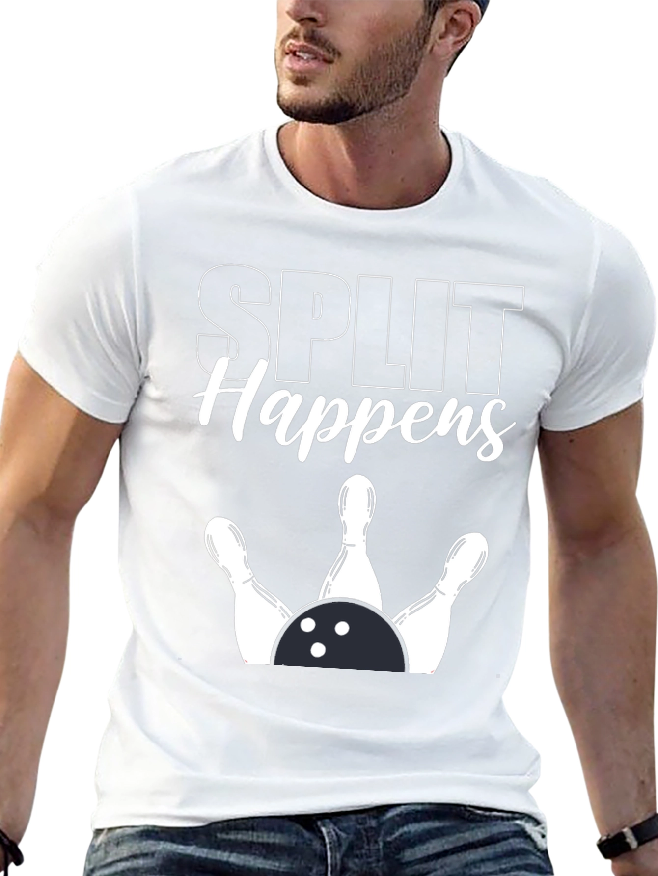 Black Split Happens Bowling T-Shirt - Black Graphic Tee view 13