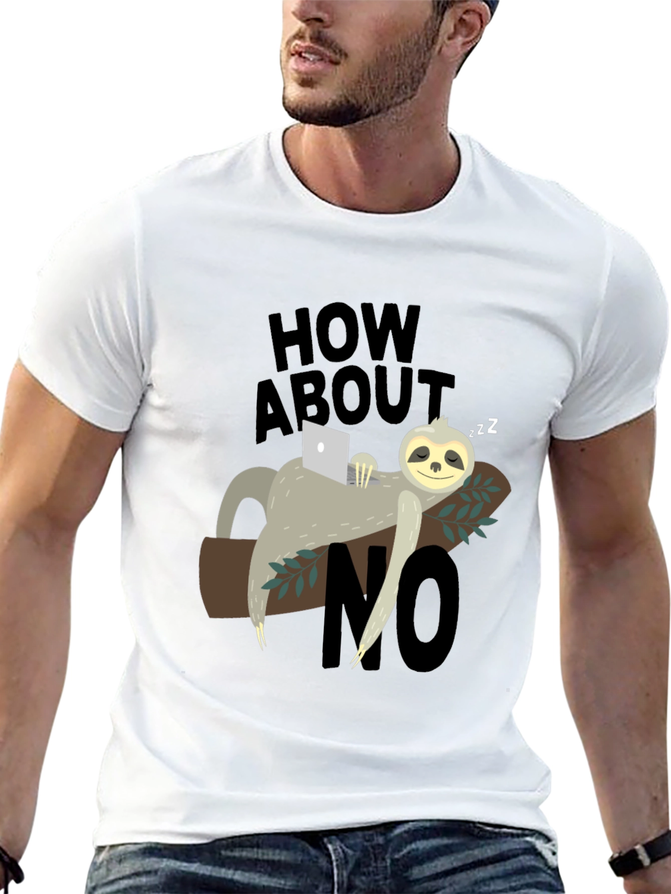 Black Lazy Sloth 'How About No' Graphic T-Shirt view 13