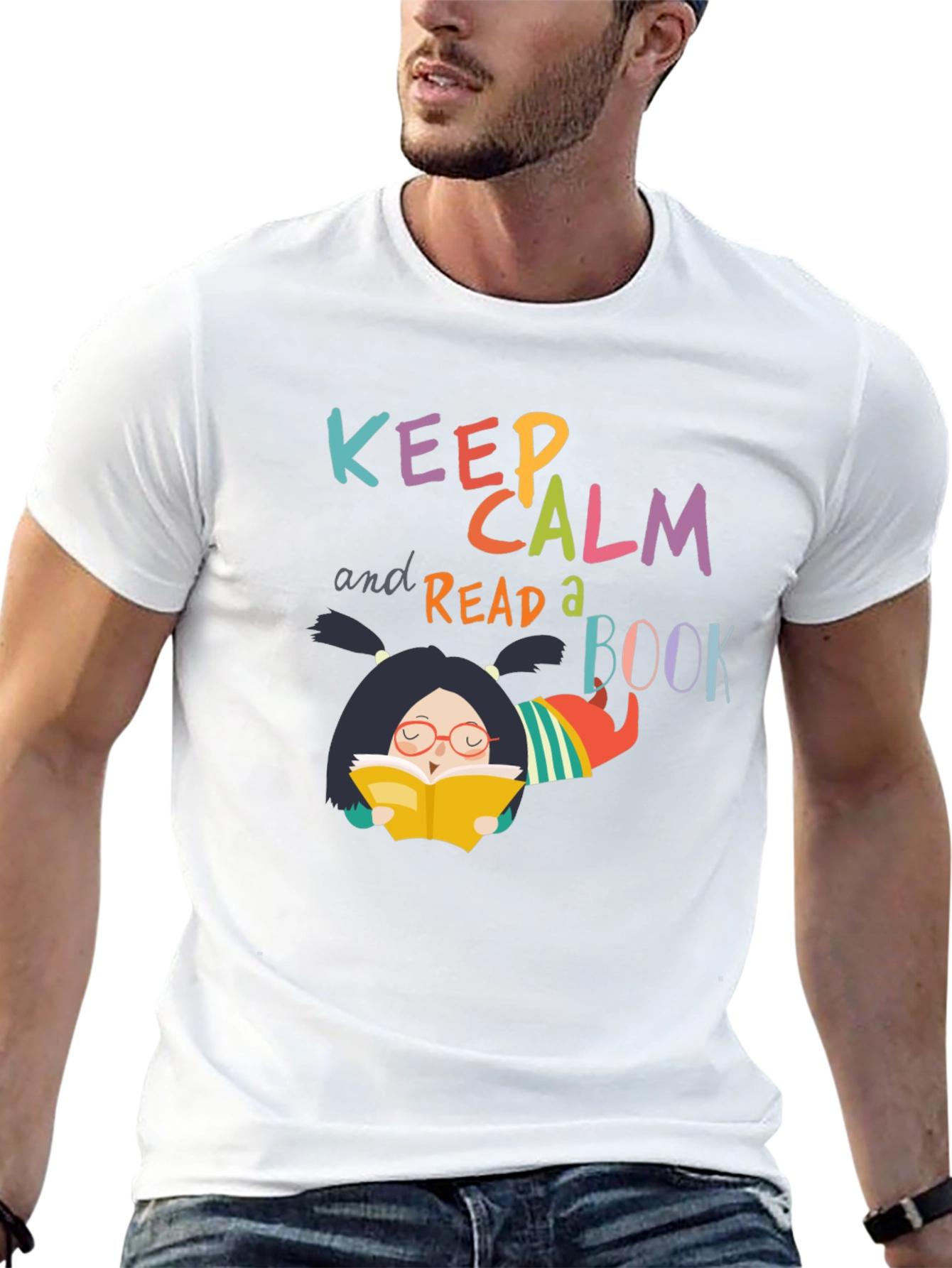 Black Keep Calm and Read a Book T-Shirt view 13