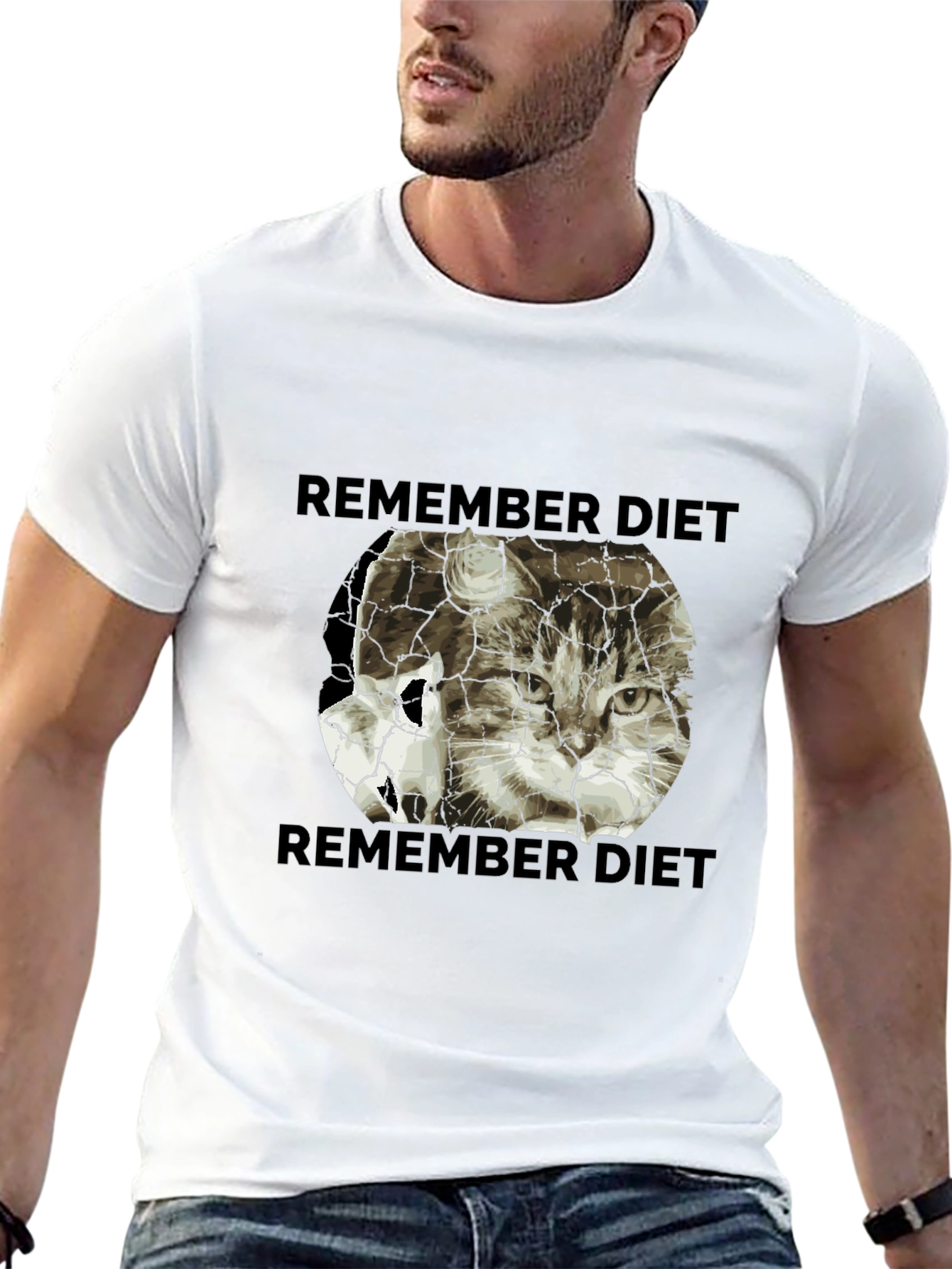 Black Remember Diet Cat Graphic T-Shirt view 13