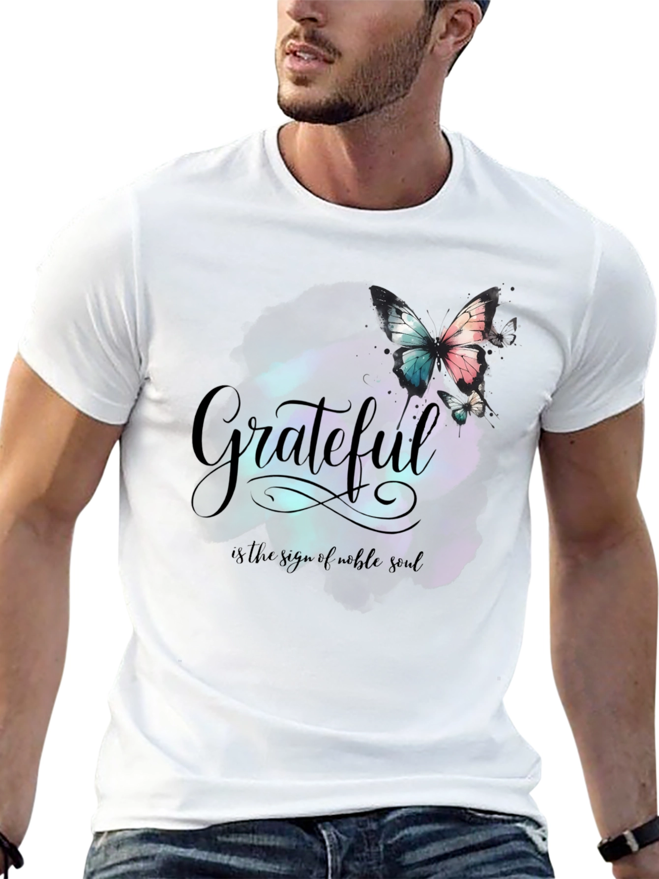 Black Grateful Butterfly Graphic Tee - Noble Soul Design view 13
