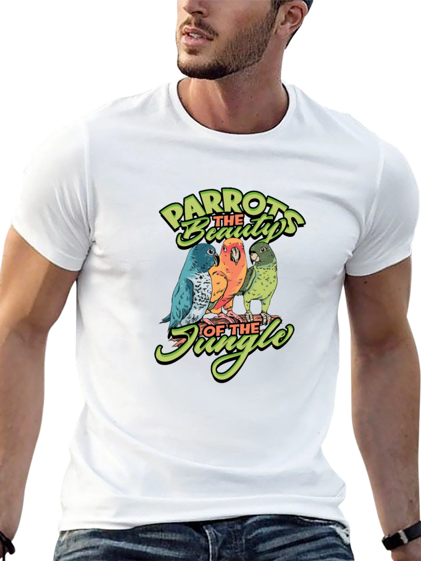 Black Parrots of the Jungle Graphic Tee view 13