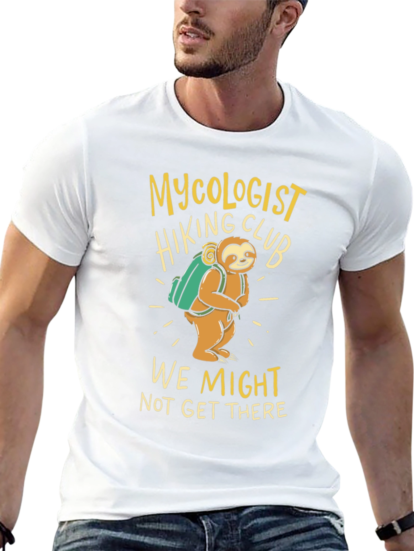 Black Mycologist Hiking Club Sloth Graphic T-Shirt view 13