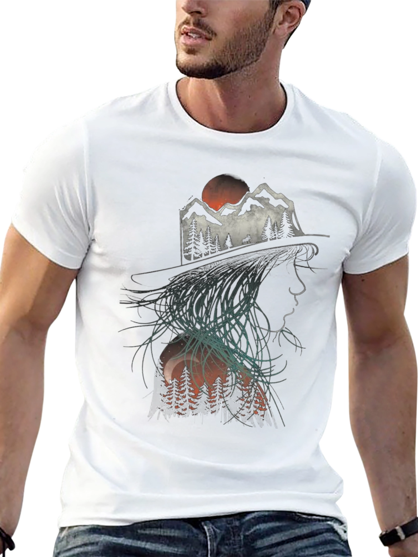 Black Nature Silhouette Graphic T-Shirt view 13