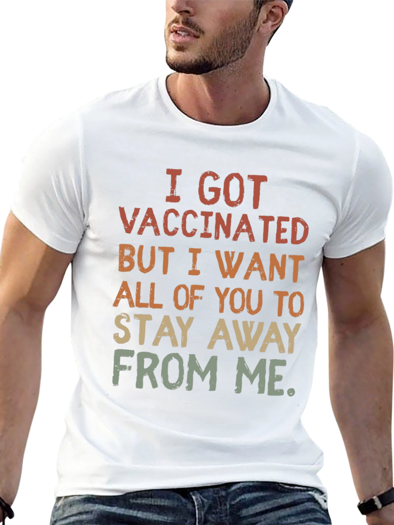 Black Funny Vaccinated Graphic T-Shirt: Stay Away view 13