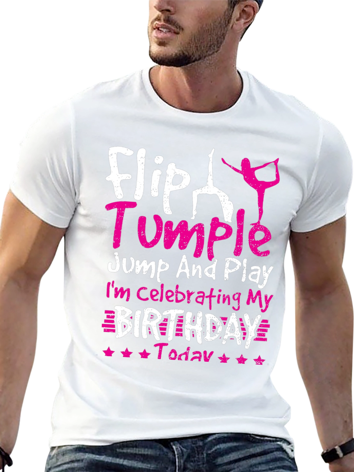 Black Flip Tumble Birthday Gymnastics T-Shirt view 13