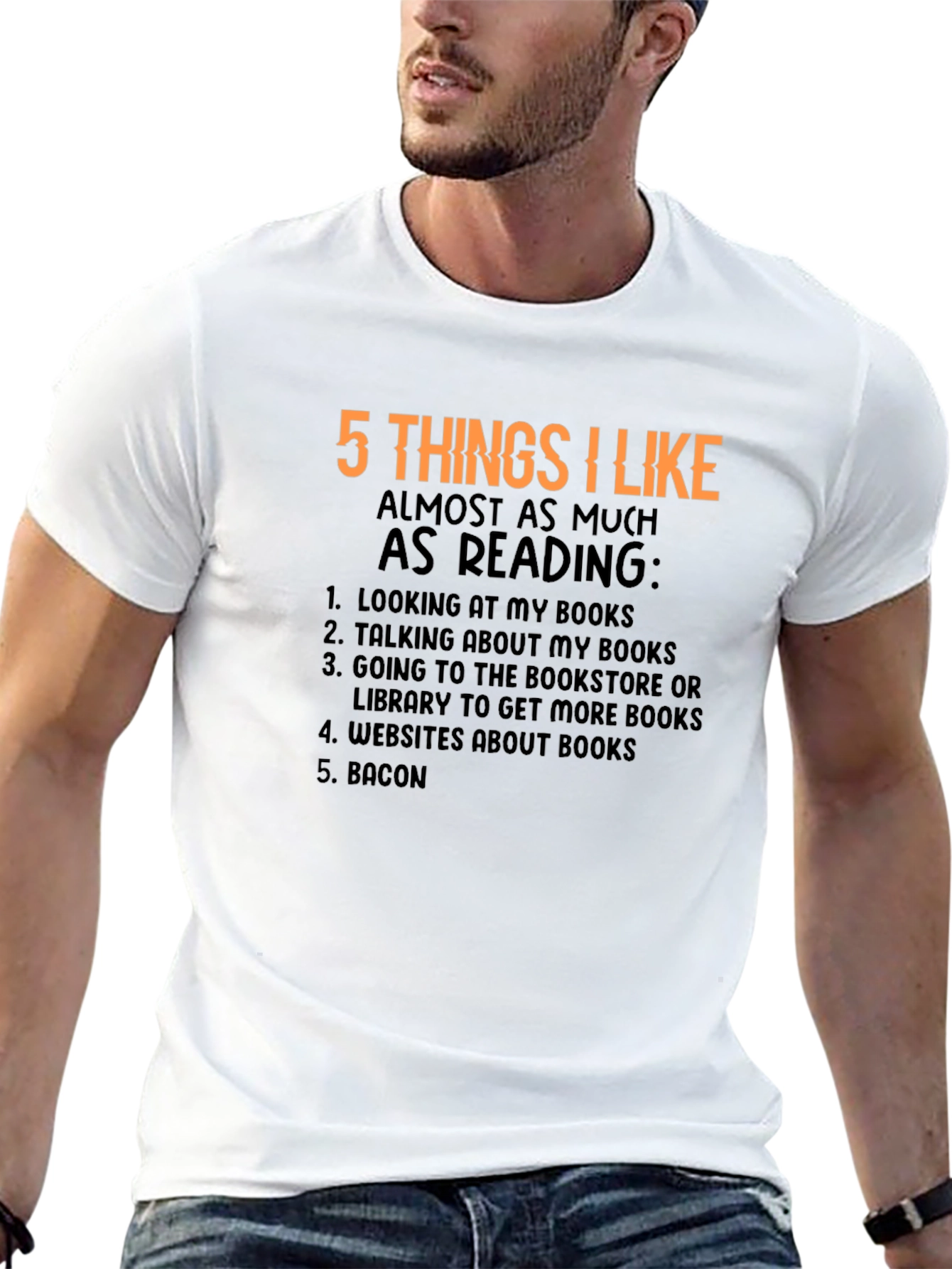 Black 5 Things I Like Reading T-Shirt view 13