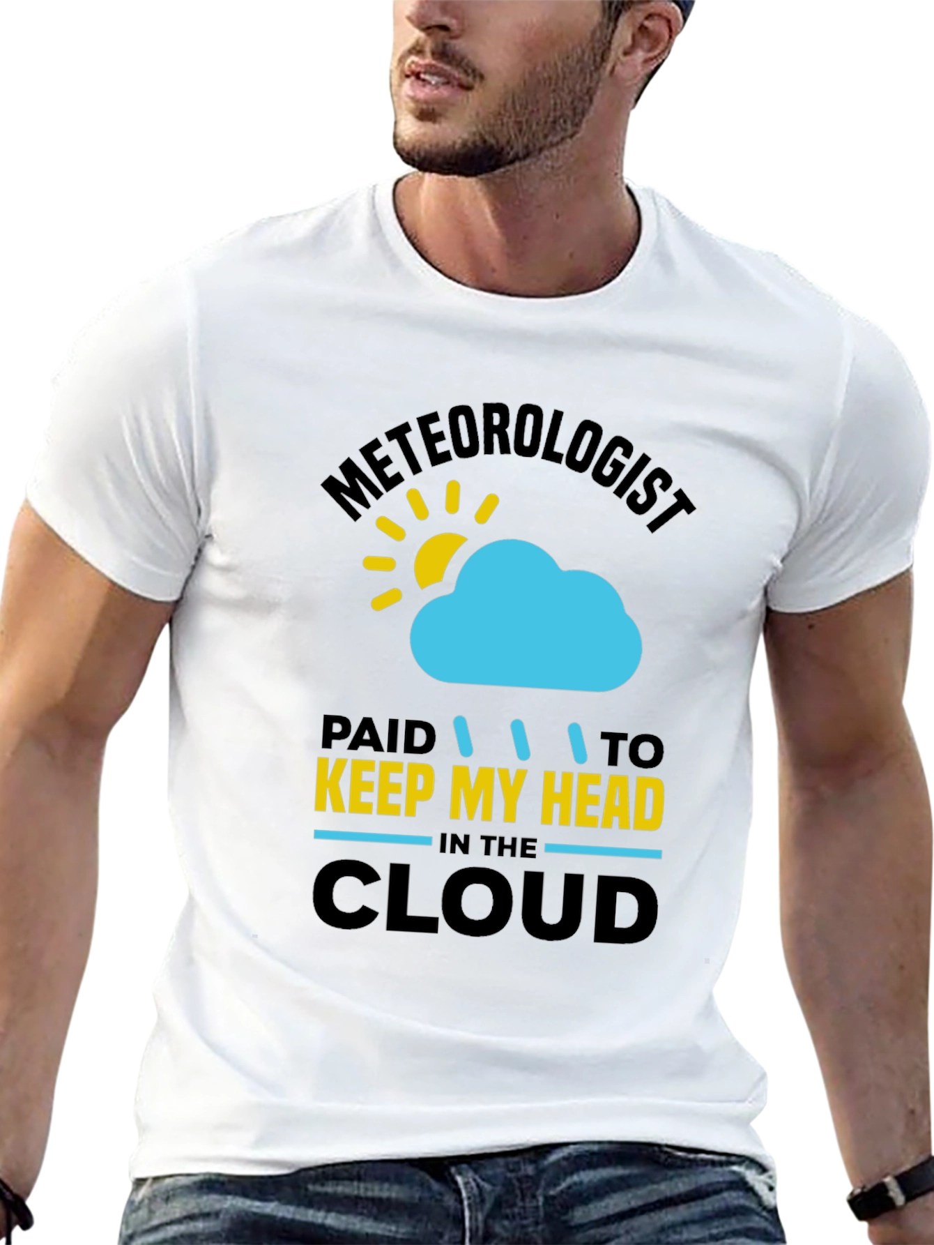 Black Meteorologist T-Shirt - Keep My Head in the Cloud view 13