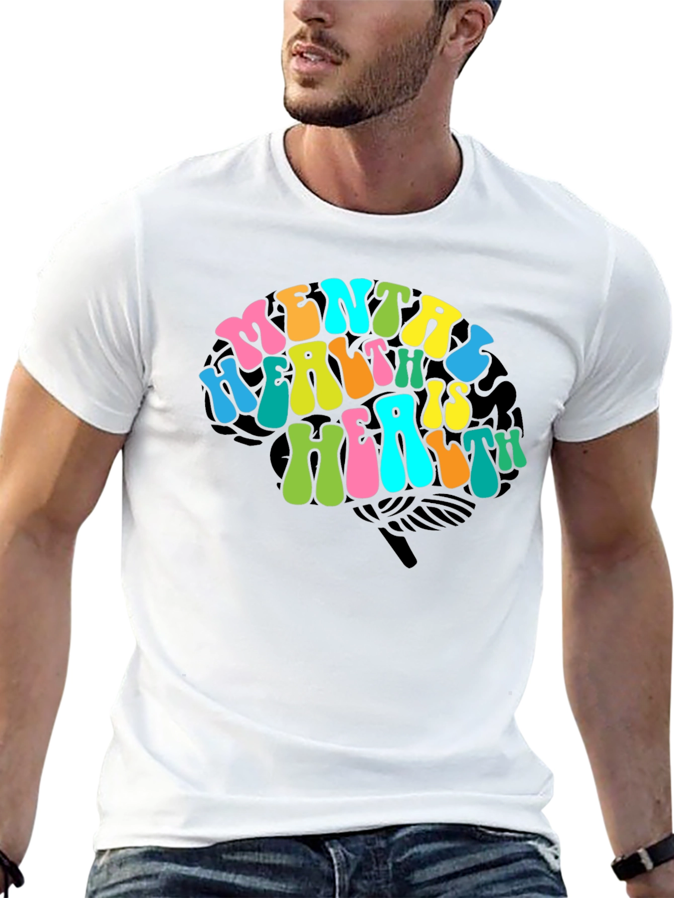 Black Mental Health Brain Graphic T-Shirt view 13