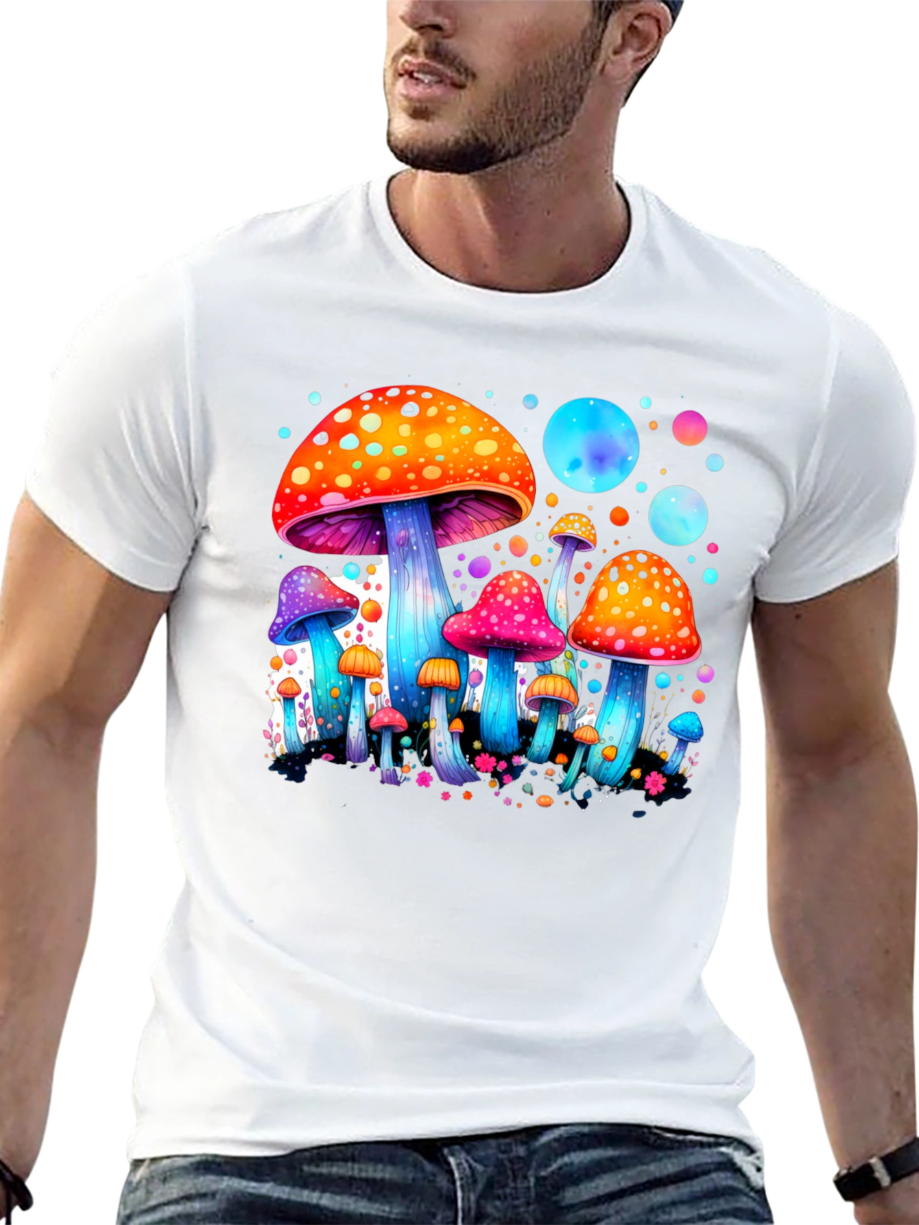 Black Psychedelic Mushroom T-Shirt - Unique Graphic Tee view 13