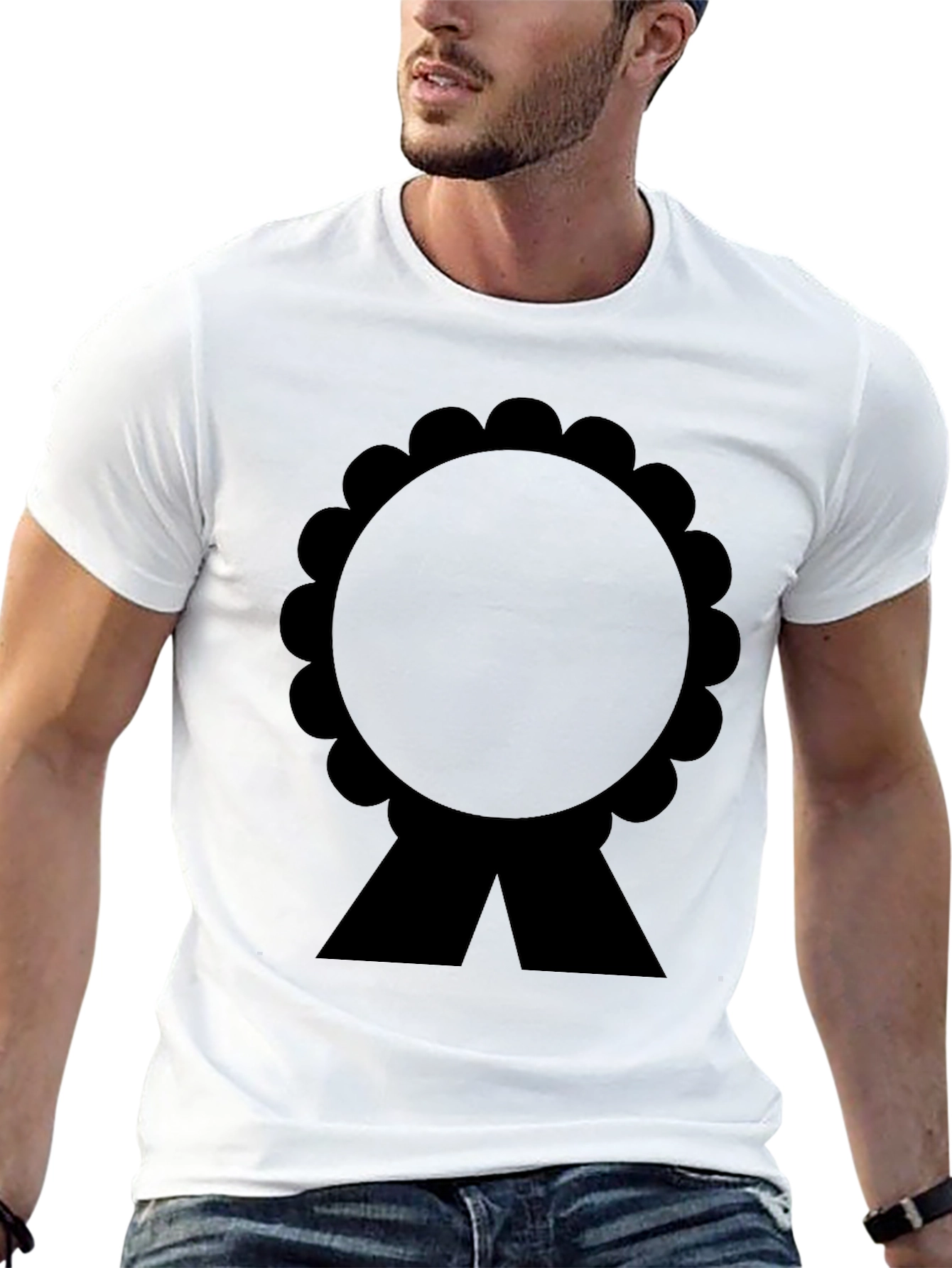 Black Black T-Shirt with Rosette Ribbon Graphic view 13