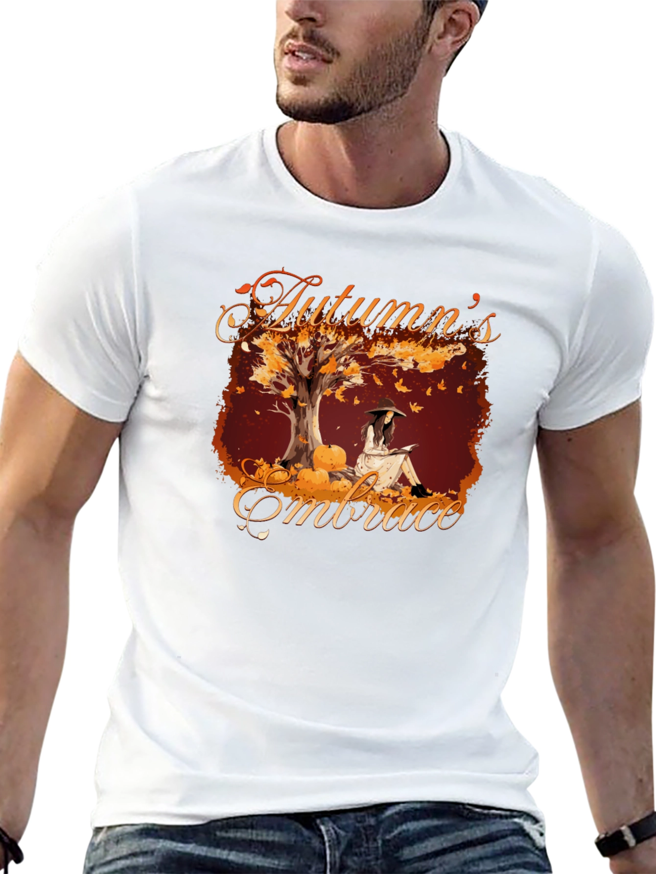 Black Autumn's Embrace Graphic Tee - Cozy Fall Style view 13