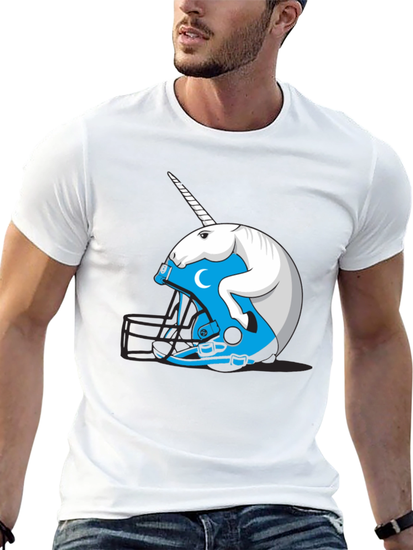 Black Unicorn Helmet T-Shirt - Fantasy Football Fan Tee view 13