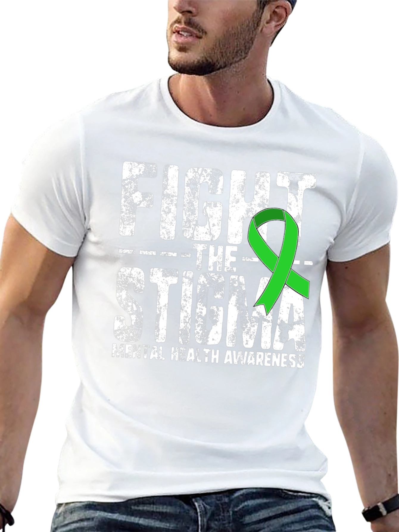 Black Fight The Stigma Mental Health Awareness T-Shirt view 13