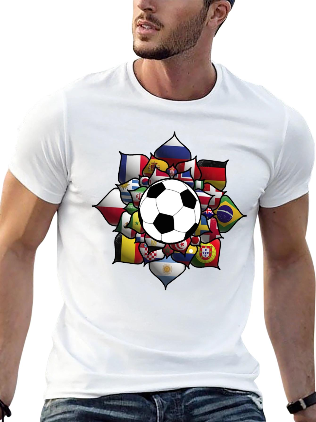World Cup Soccer Ball Flags Graphic Tee - 13