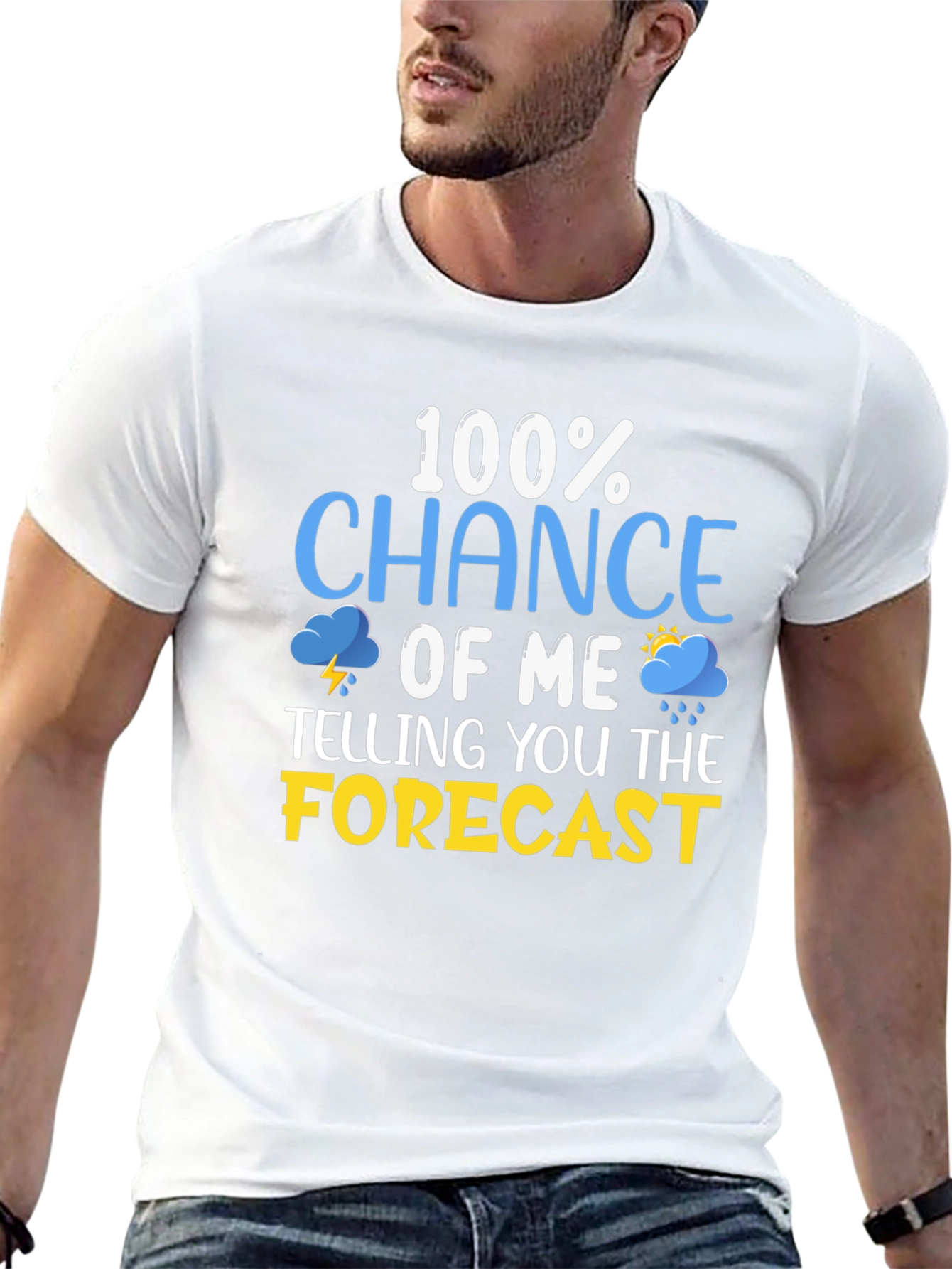 Black Funny Weather Forecast T-Shirt view 13